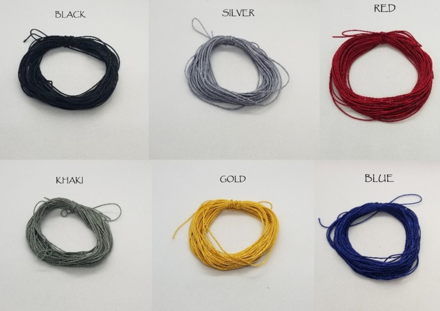 10m Nylon Cord 0.8mm Black Silver Gold Khaki Red Blue, Strong cord for beading, macrame, jewelry, knotting, stringing, crafting projects