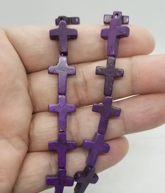 1 strand Natural Magnesite Cross, Full Strand, Choose your colour, Dyed, Heated, 17x12x4mm, Hole 0.5~1mm, 16" strand, approx 25pcs/strand