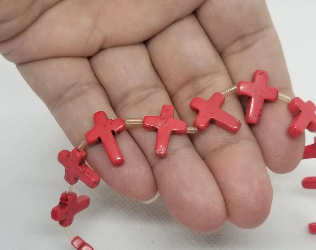 1 strand Natural Magnesite Cross, Full Strand, Choose your colour, Dyed, Heated, 17x12x4mm, Hole 0.5~1mm, 16" strand, approx 25pcs/strand