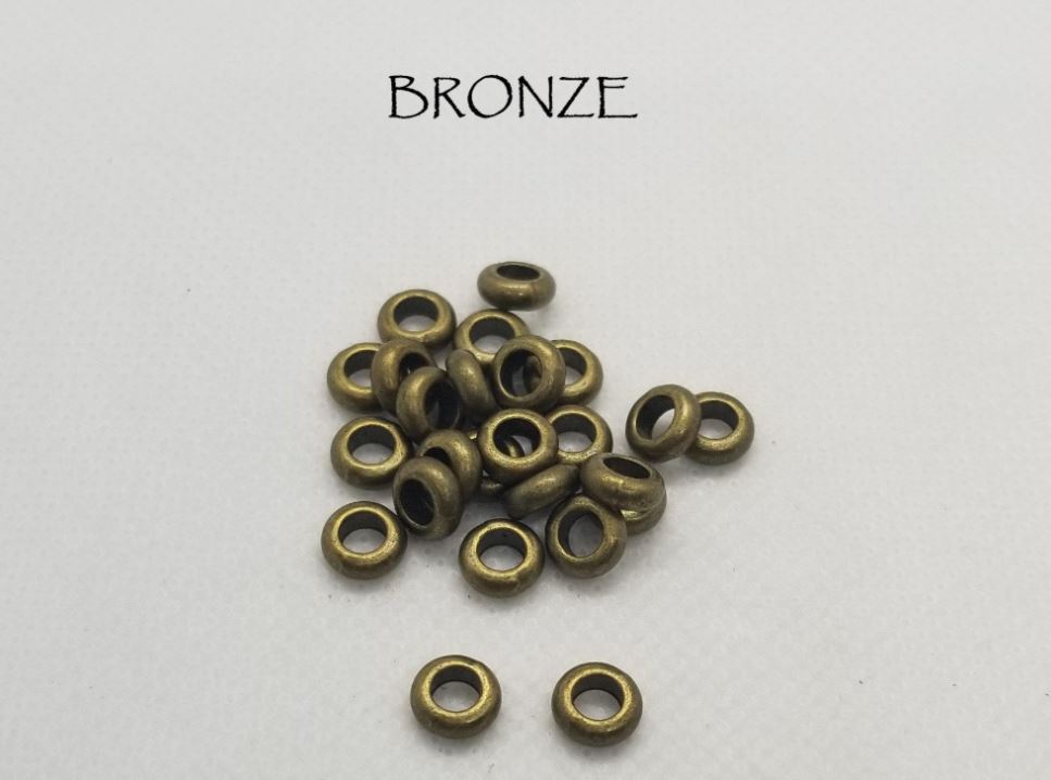 25 pcs Donut Spacer Beads, Rondelle, Lead, Nickel, Cadmium Free, Silver, Gold, Gunmetal or Antique Bronze, 7mm x 3mm, hole 4mm, large hole