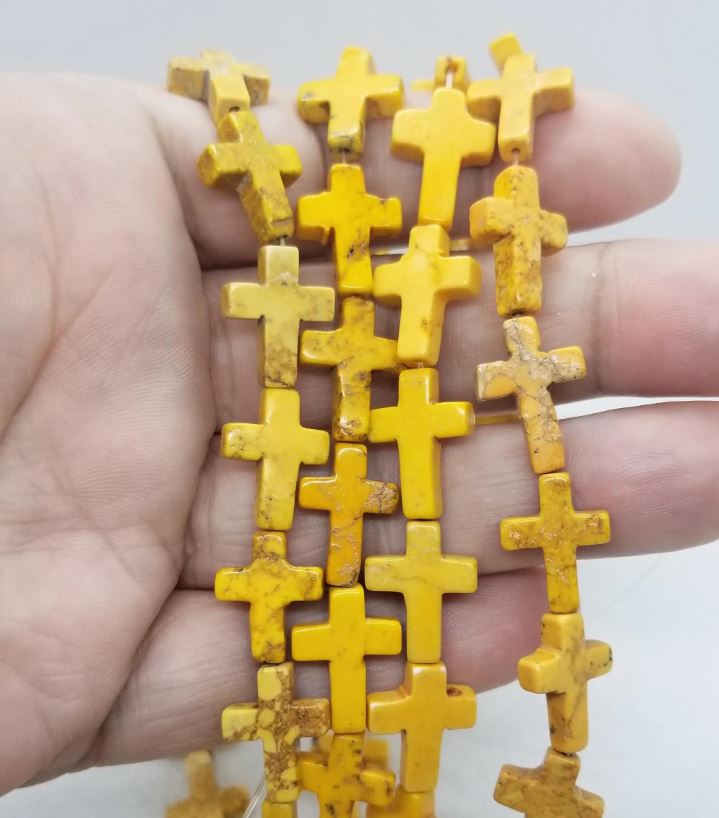 1 strand Natural Magnesite Cross, Full Strand, Choose your colour, Dyed, Heated, 17x12x4mm, Hole 0.5~1mm, 16" strand, approx 25pcs/strand