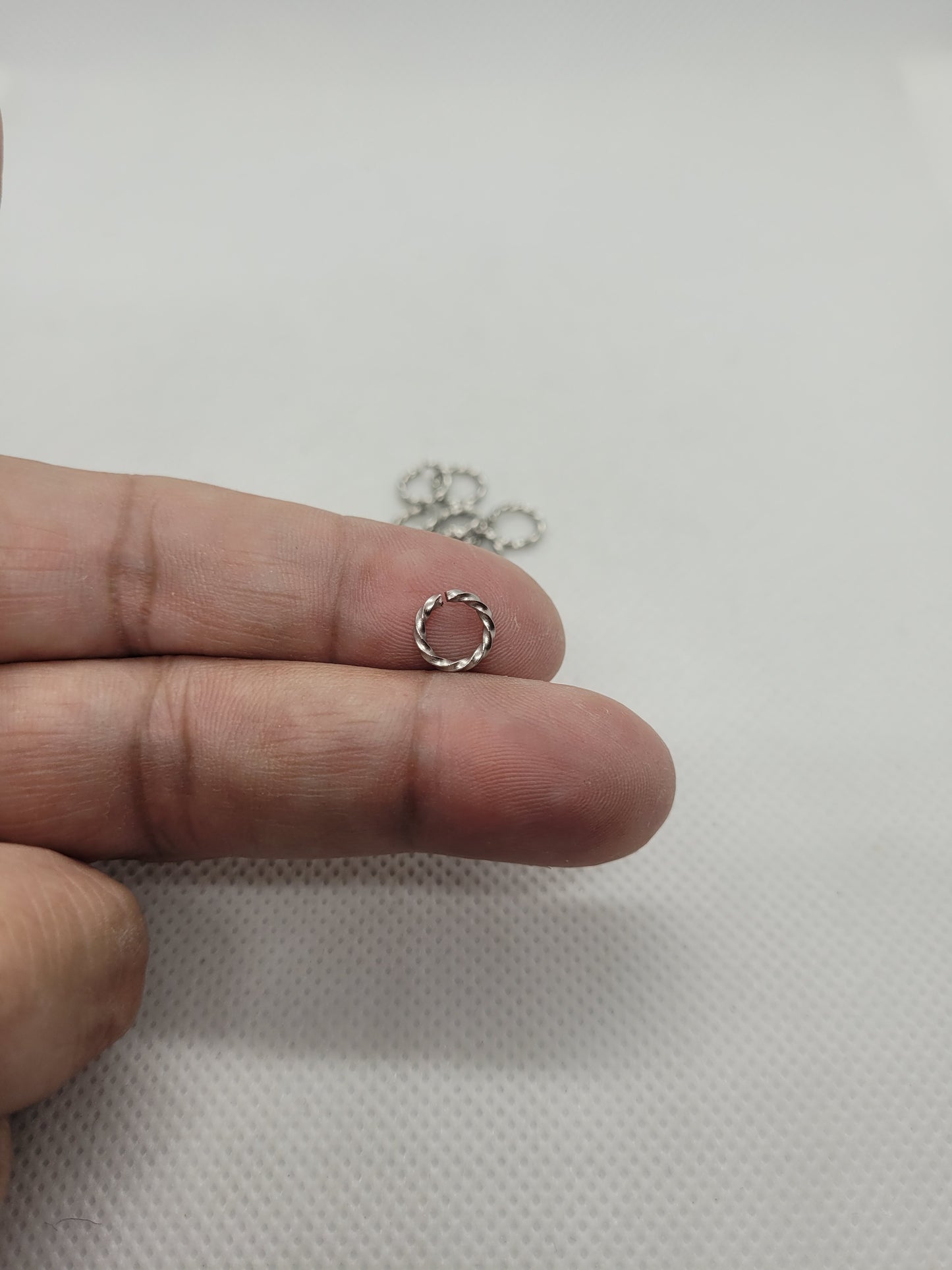 Silver Open Jump Rings, 304 Stainless Steel, 10 pieces, 8x1.2mm, Inner Diameter 5.5~6mm, Unique Twisted Jump Rings