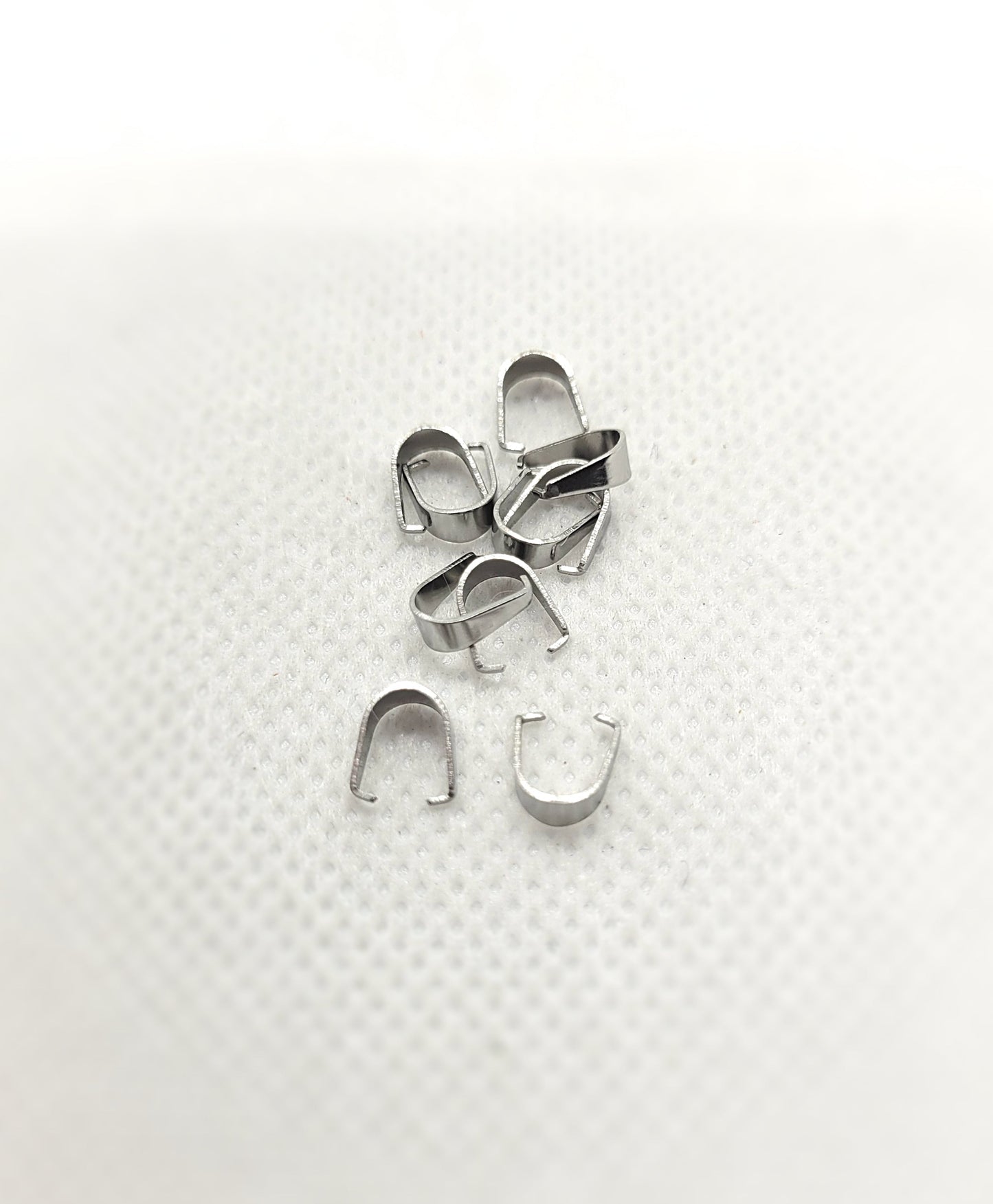Silver Snap on Bails, 304 Stainless Steel, 10 pieces, 7x6mm, Strong Pendant Bails