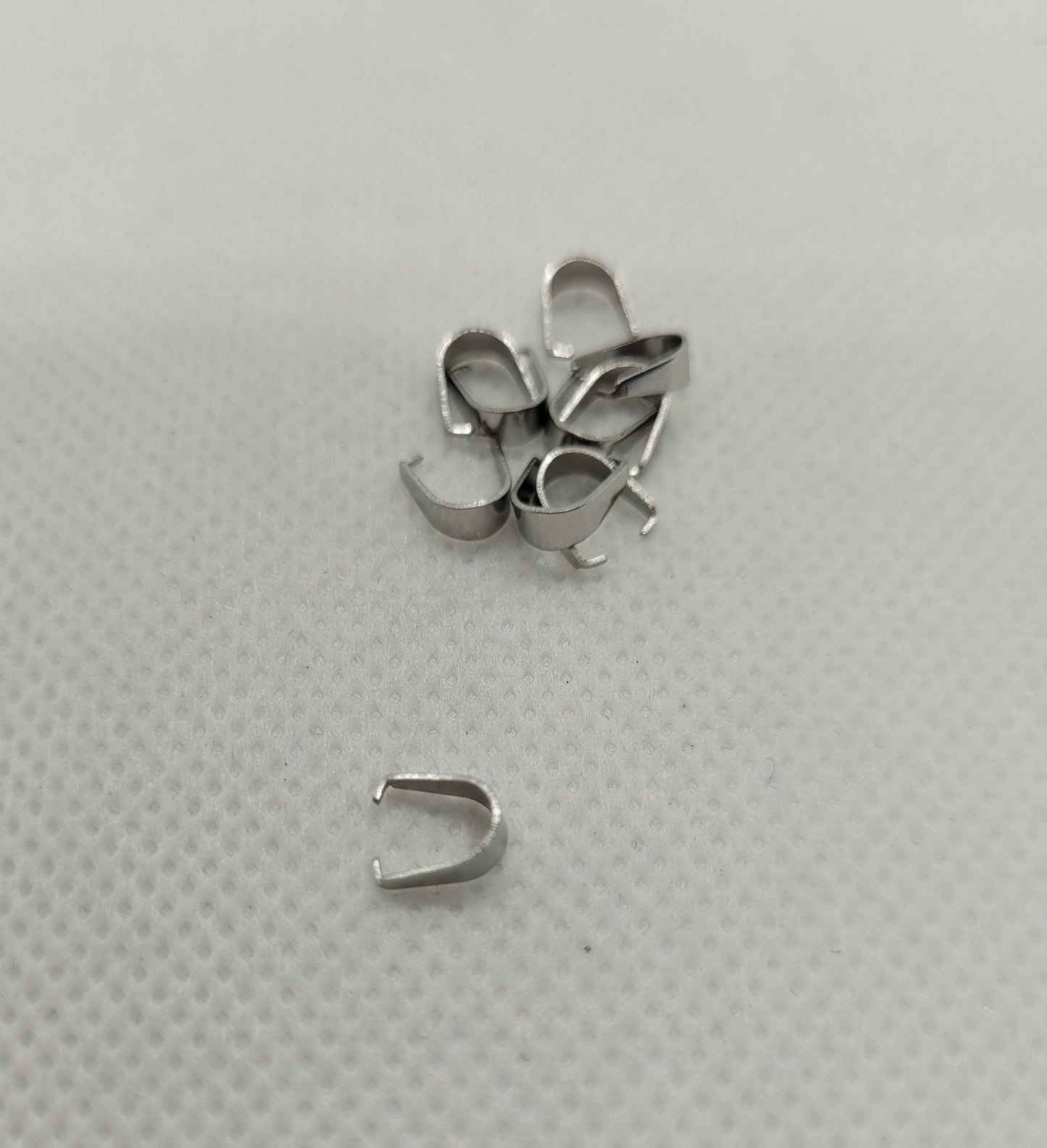 Silver Snap on Bails, 304 Stainless Steel, 10 pieces, 7x6mm, Strong Pendant Bails