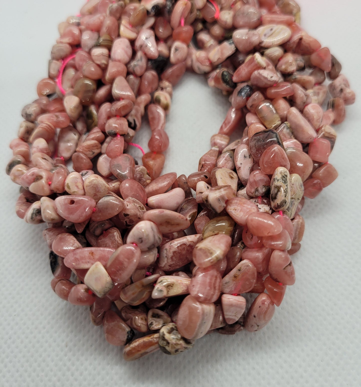 Natural Rhodochrosite Beads, Unique Beads, Tumbled, 1 strand, 5~11x5~8x3~6mm, Hole: 0.8mm, about 52pcs/Strand, about 15 inch strand (40.5cm)