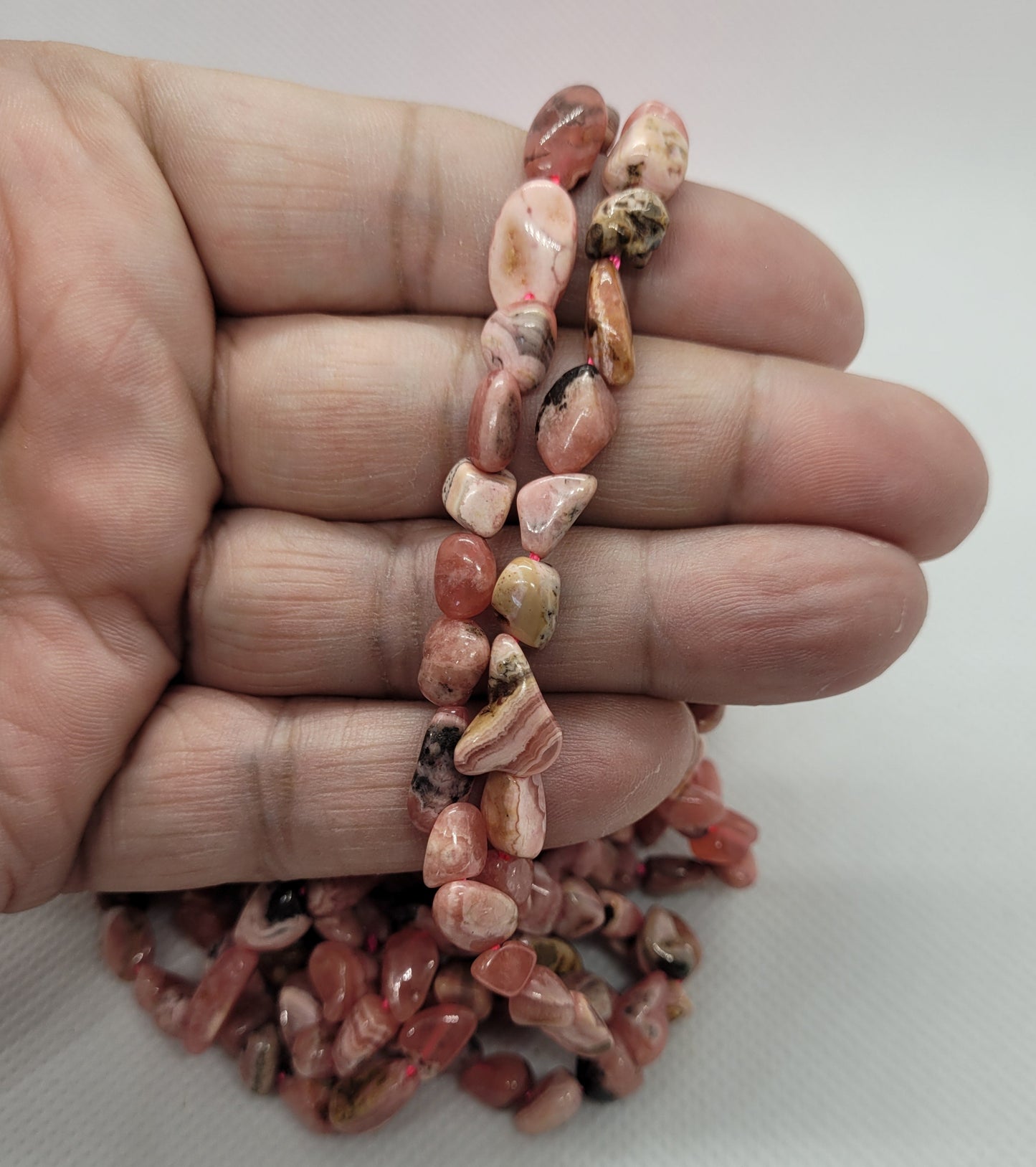 Natural Rhodochrosite Beads, Unique Beads, Tumbled, 1 strand, 5~11x5~8x3~6mm, Hole: 0.8mm, about 52pcs/Strand, about 15 inch strand (40.5cm)