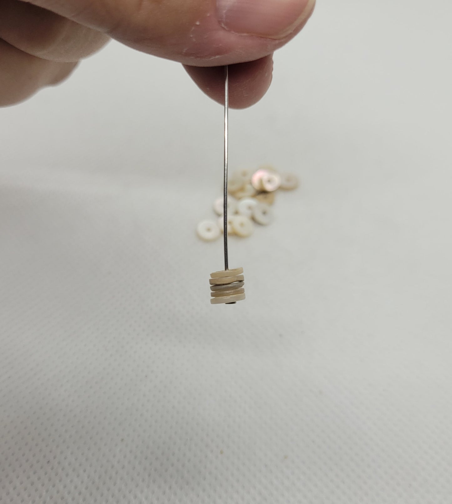 Natural Freshwater Shell Beads, Heishi Beads, Flat Round Disc, 20 pieces, Natural oyster colours from light to dark, 6x1mm, Hole 1mm