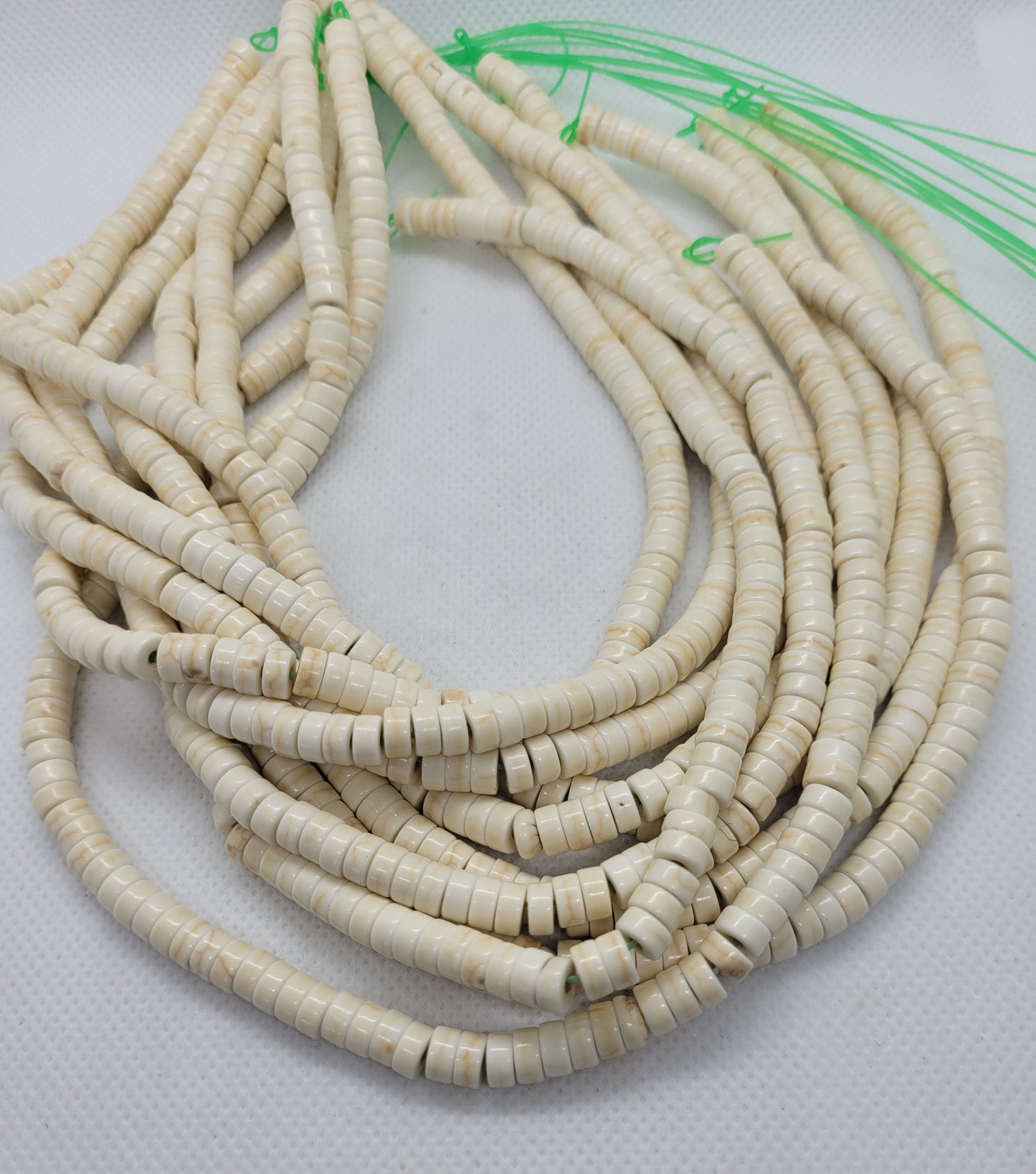Turquoise Beads, 6mm Heishi Disc, 1 strand, Flat Round, Dyed, Synthetic, Antique White, 6x3mm, Hole 1mm, approx 130pcs per strand, about 15"