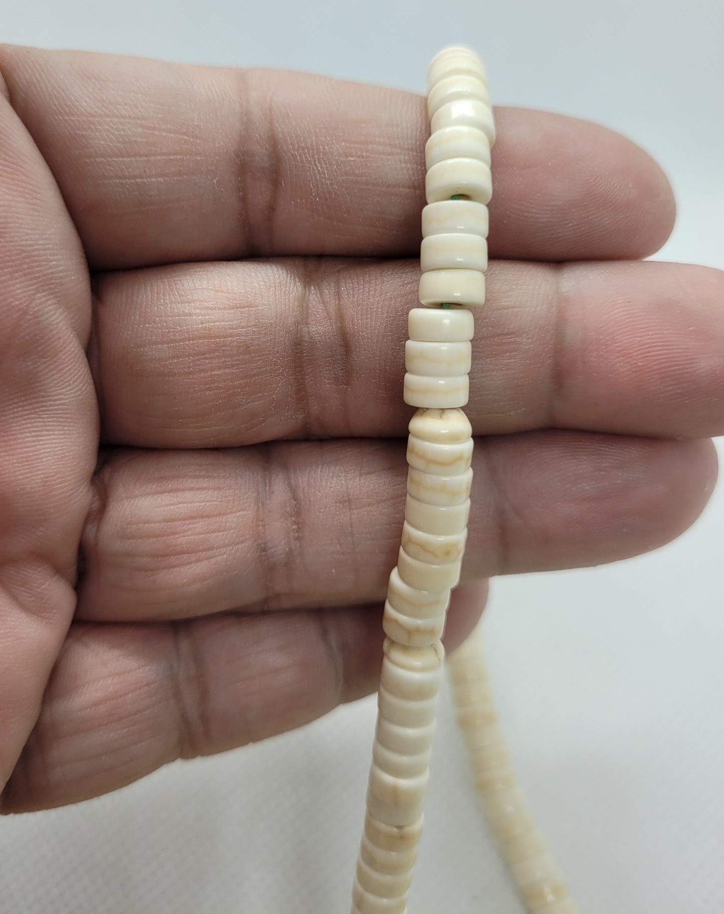 Turquoise Beads, 6mm Heishi Disc, 1 strand, Flat Round, Dyed, Synthetic, Antique White, 6x3mm, Hole 1mm, approx 130pcs per strand, about 15"