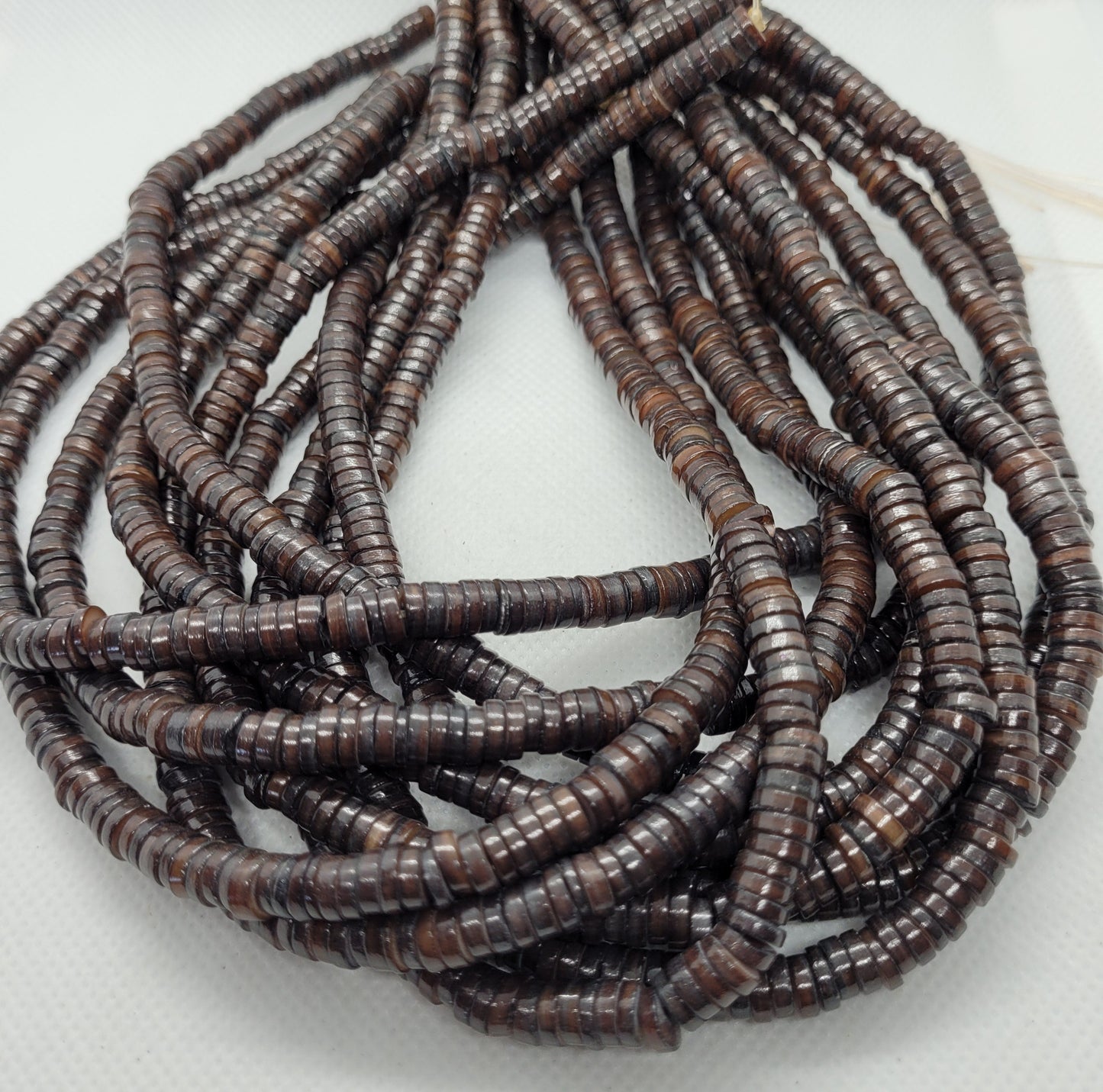 Natural Freshwater Shell Beads, 1 strand, 4 Colours, Dyed, Flat Round Disc, 6x6x1~2.5mm, Hole: 1mm, about 200pcs/strand, approx 15" strand