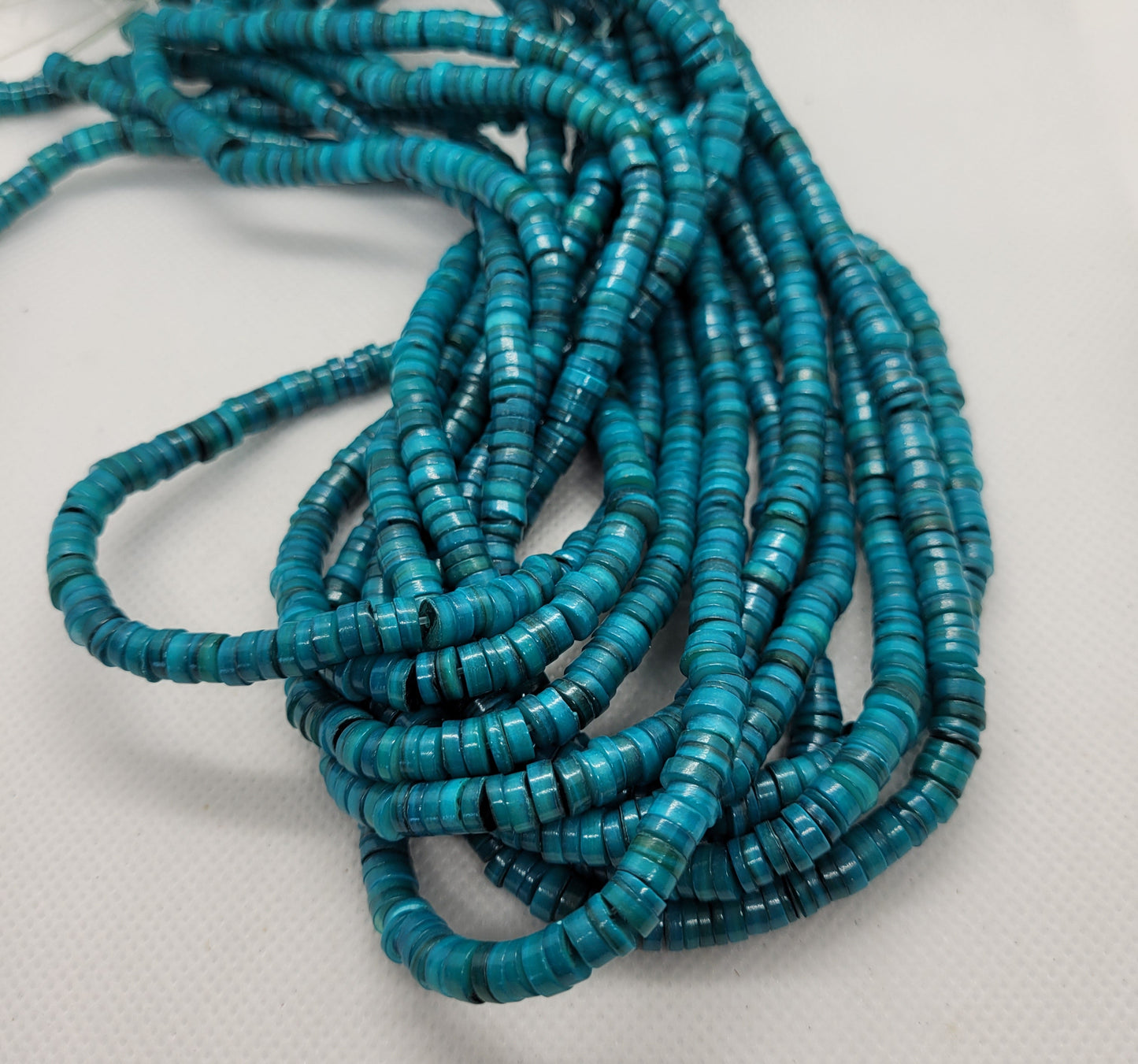 Natural Freshwater Shell Beads, 1 strand, 4 Colours, Dyed, Flat Round Disc, 6x6x1~2.5mm, Hole: 1mm, about 200pcs/strand, approx 15" strand