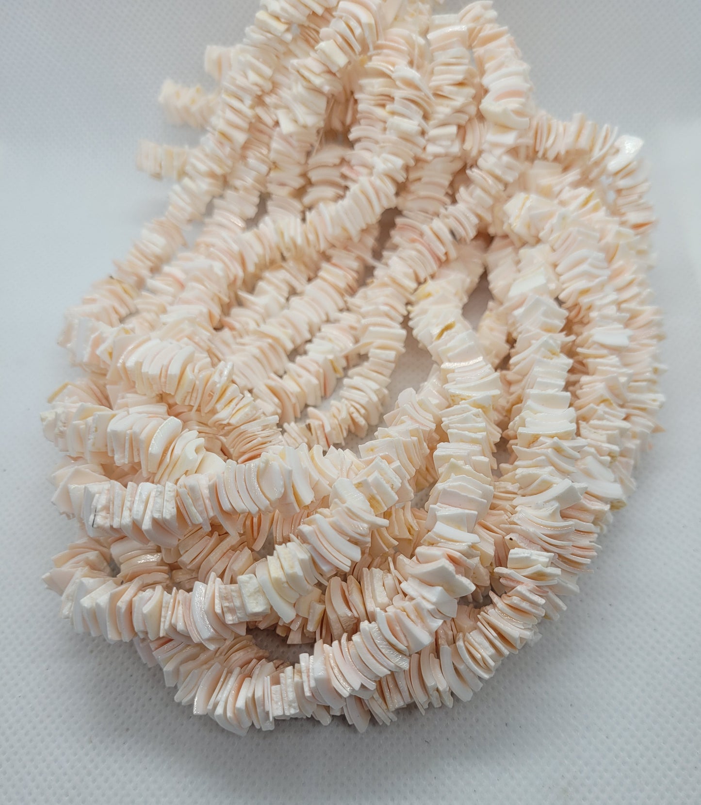 Natural Freshwater Shell Beads, Puka Shell, Pale Pink, 1 Strand, 6~10.5x5~8.5x0.5~4mm, Hole: 0.9mm, Full 15 inch strand, about 270pcs/Strand