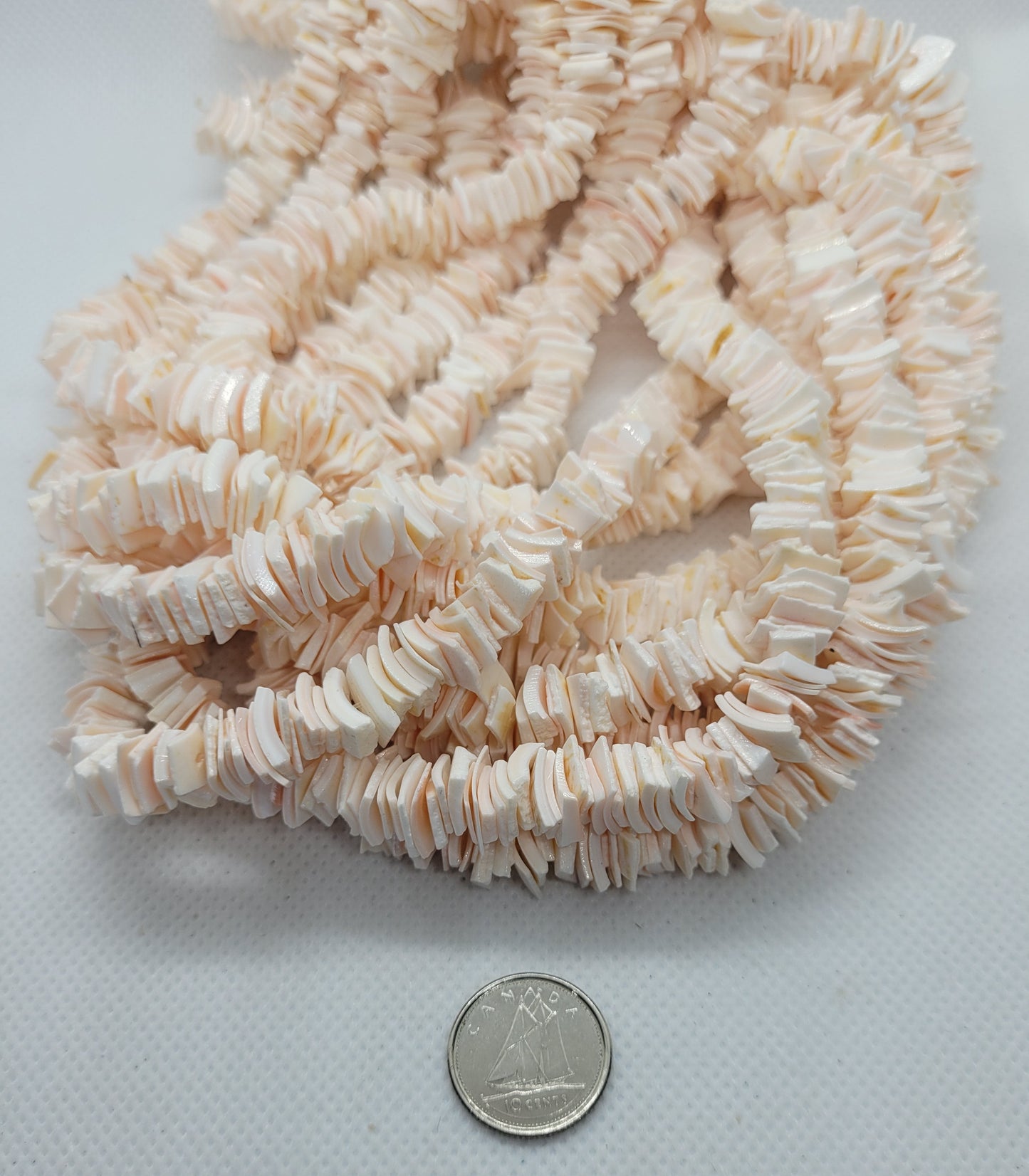 Natural Freshwater Shell Beads, Puka Shell, Pale Pink, 1 Strand, 6~10.5x5~8.5x0.5~4mm, Hole: 0.9mm, Full 15 inch strand, about 270pcs/Strand