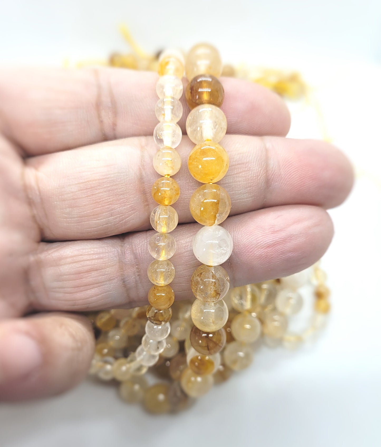 Natural Golden Hematoid Quartz, Golden Healer Quartz, Round, Polished, 1 strand, 6 or 8mm, Hole 1mm, 15" strand, see description for details