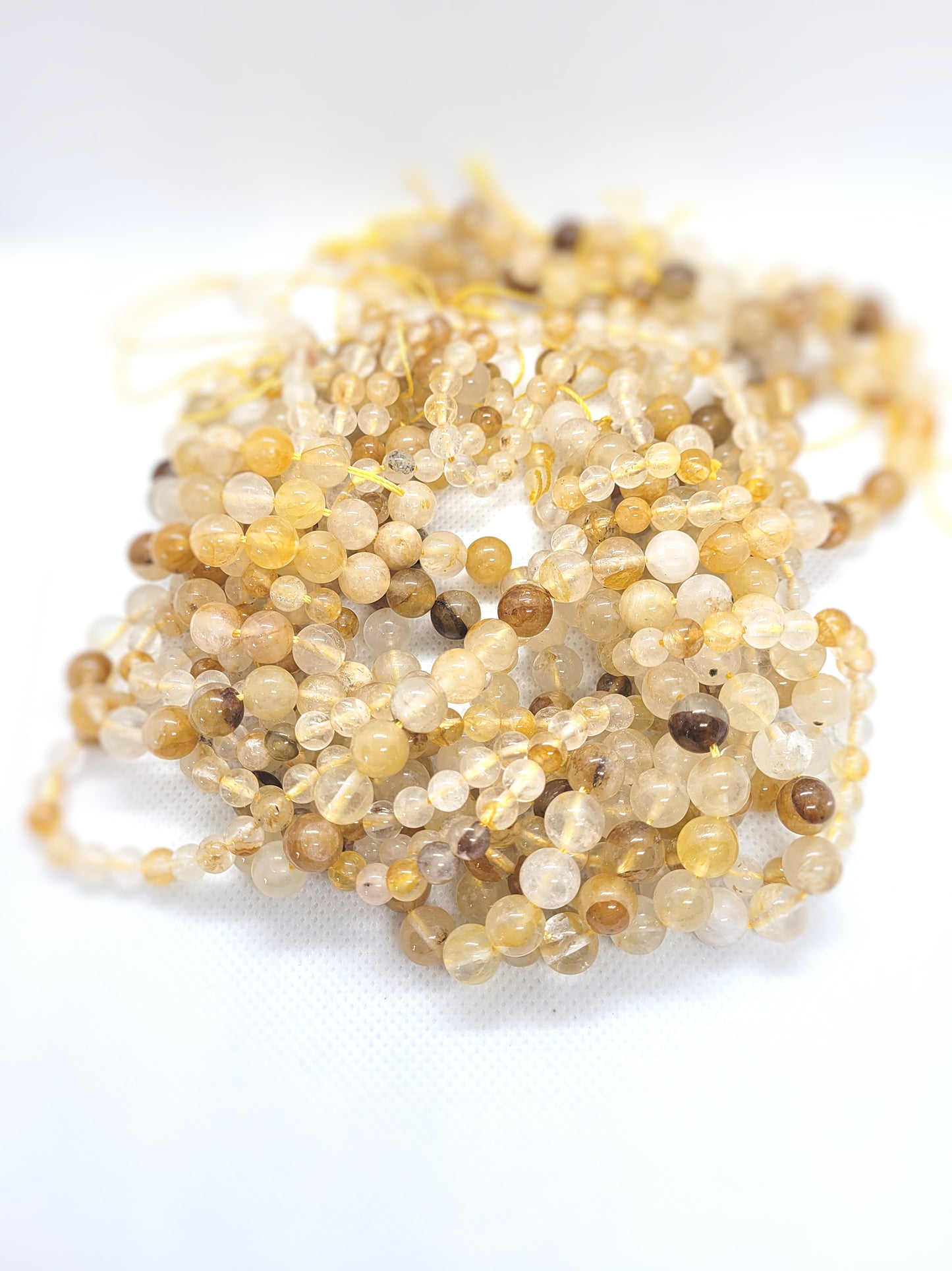 Natural Golden Hematoid Quartz, Golden Healer Quartz, Round, Polished, 1 strand, 6 or 8mm, Hole 1mm, 15" strand, see description for details