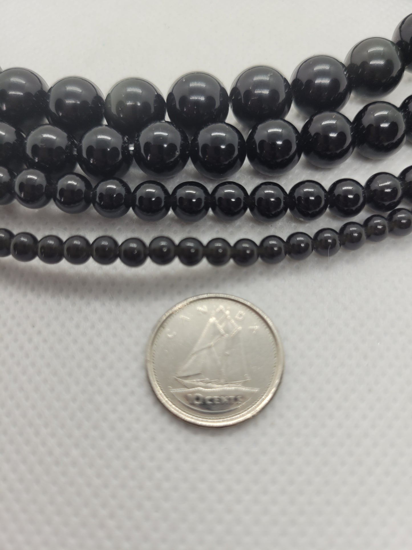 Natural Black Obsidian Beads, Round, Polished, 1 strand, 4, 6, 8, 10mm, Hole 1mm; Full Strand, See description for more