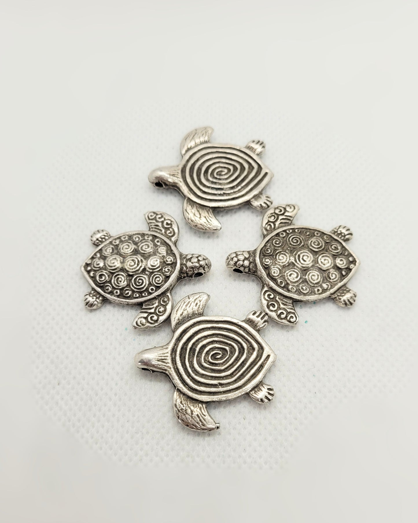 Sea Turtle Pendants by Mykonos in 3 colours, Silver, Bronze, Green Patina, Cast Pewter, Lead Free, 30x30mm, Hole 2mm, priced per piece