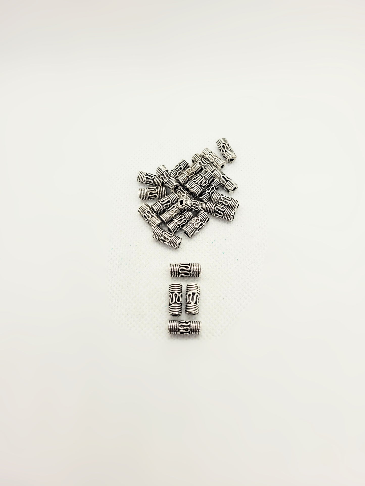 Silver Serpentine Tube Spacer Bead by Mykonos, Pewter, 5 pieces, Antique Silver colour, Lead Free, 11x5mm, Hole 2mm