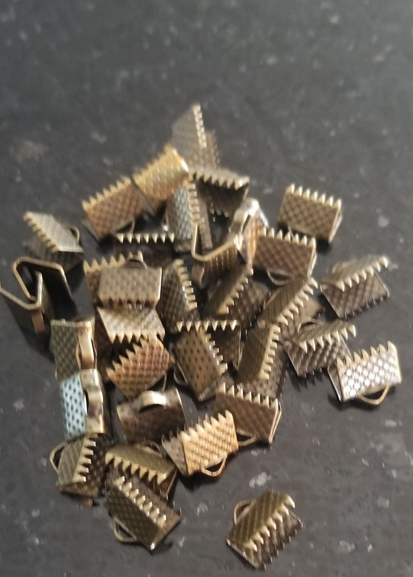 20 pieces Folding Ribbon Crimp Ends, Antique Bronze, about 8mm wide, 6mm long,5mm thick, hole: 2mm