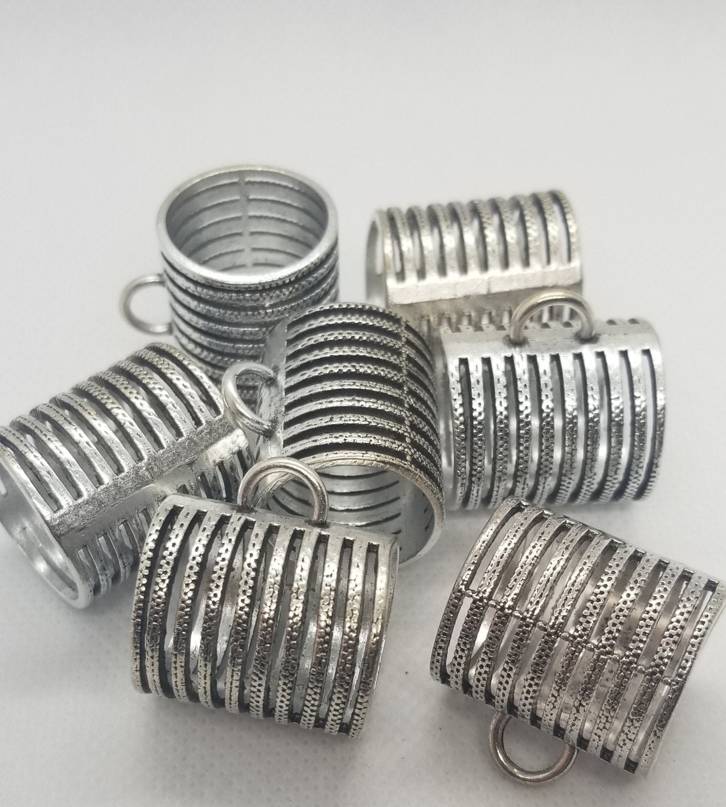 5 pcs Large Scarf Bail, Brass Alloy, Antique Silver, 28x26x22mm, Inner diam 20mm, Hole 3.5x5mm, Slightly tarnished, CLEARANCE