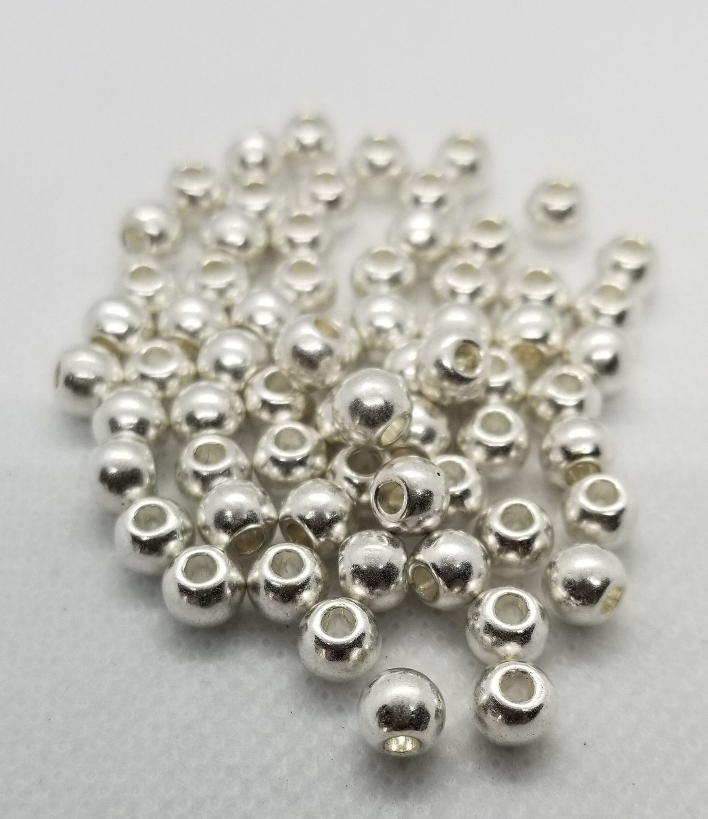 10 pieces Bright Silver Round Spacer Beads, Tibetan Style Alloy, Silver Color Plated, Lead, Cadmium, Nickel Free, 6x5mm, Large Hole 2.5mm