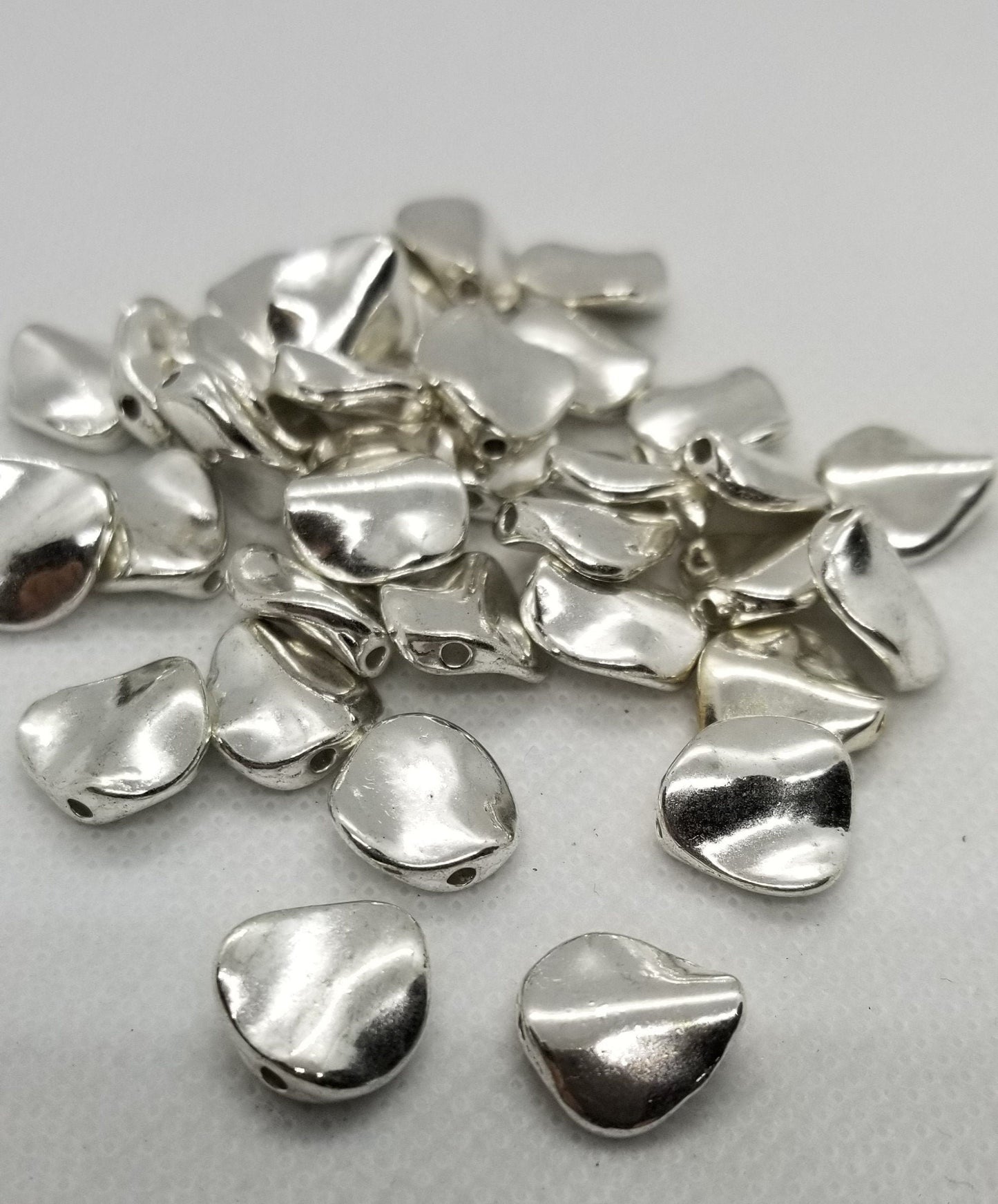 5 pieces Silver Wavy Spacer Beads, Tibetan Style Alloy, Cadmium, Lead Free, Flat Round, Wavy , 12.5x12mm, 3.5mm thick, hole 2mm