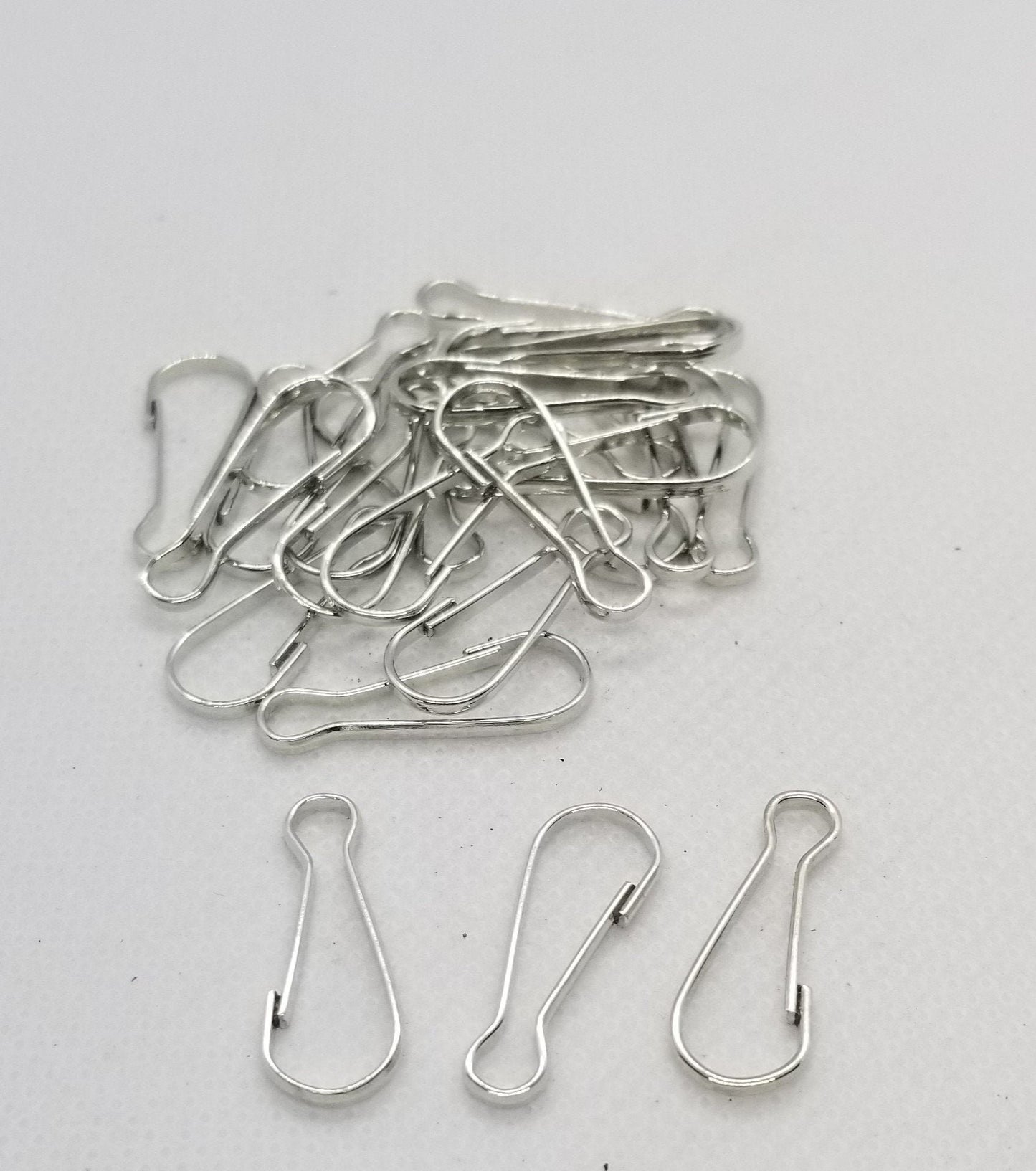 10 pieces Silver Snap Hooks, Lanyard Clips, ID Tag Hooks, CIasp Findings, Snap Clips, Nickel Free, Platinum, 23.5x8x1.5mm