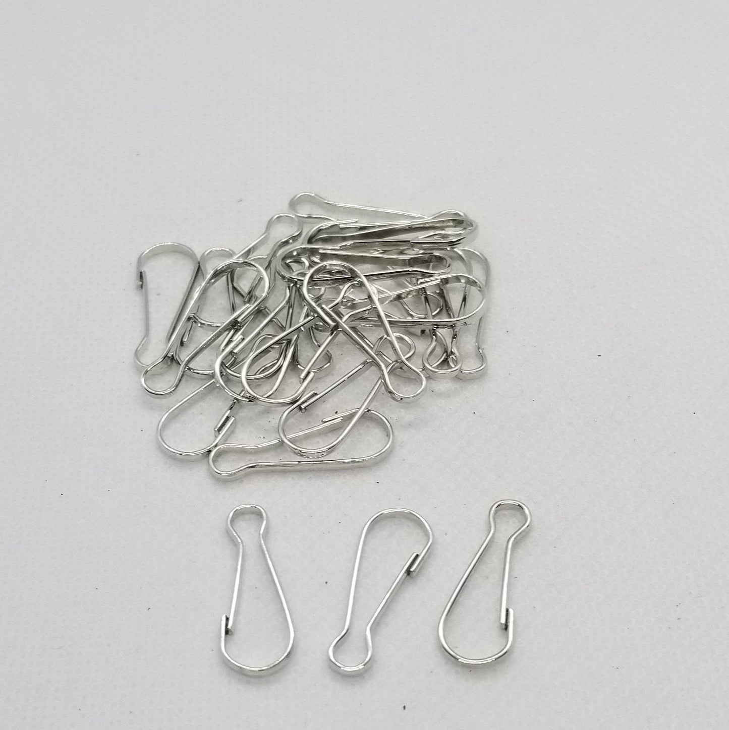 10 pieces Silver Snap Hooks, Lanyard Clips, ID Tag Hooks, CIasp Findings, Snap Clips, Nickel Free, Platinum, 23.5x8x1.5mm