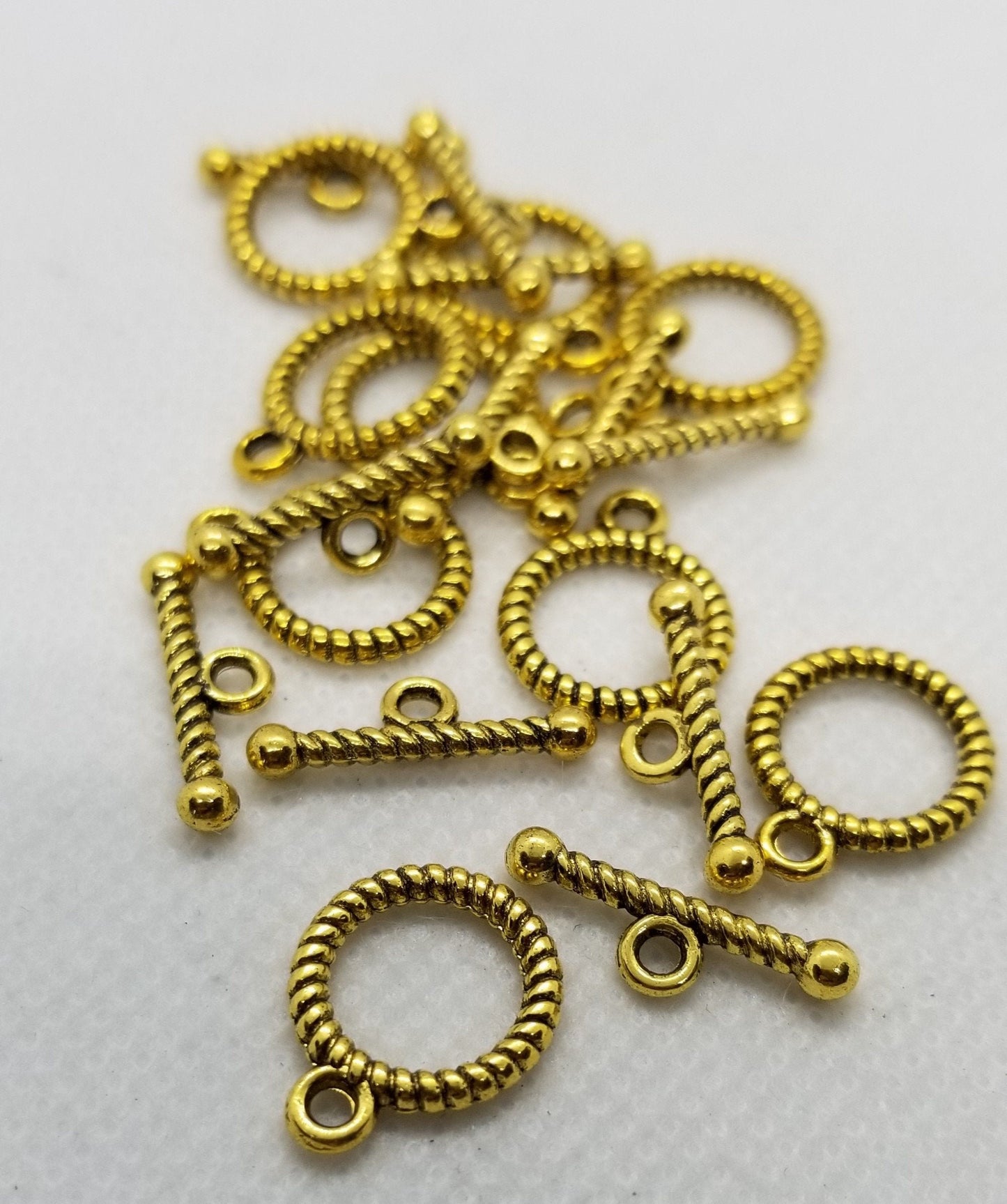 5 sets Golden Rope Toggle Clasp, Tibetan Style, Optional Golden Jump Rings, Antique Gold, Ring 13x16mm, Bar 6x18mm, Hole 2mm