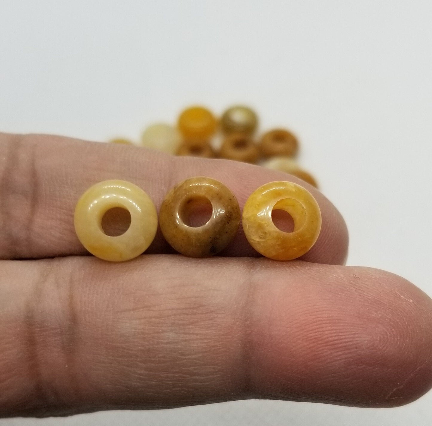 2 pieces Gemstone Rondelle Beads, 10.5x4.5mm, Hole 4mm, Hair Jewelry, Beard Jewelry, Dreadlock Beads