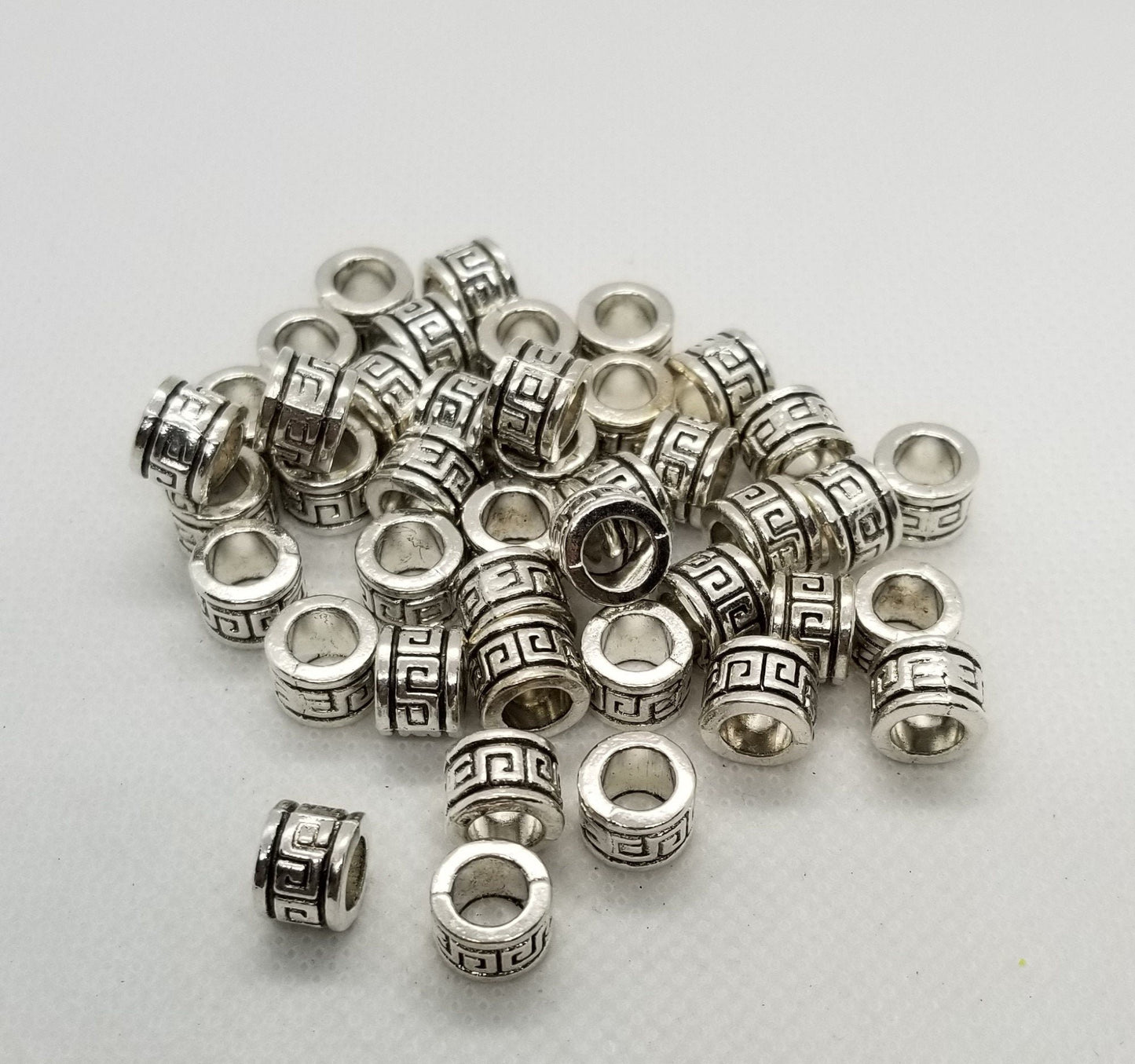 10 pieces Silver Column Spacer, Tibetan Style, Large Hole, Cadmium, Nickel, Lead Free, Antique Silver, 9x7mm, Hole 6mm