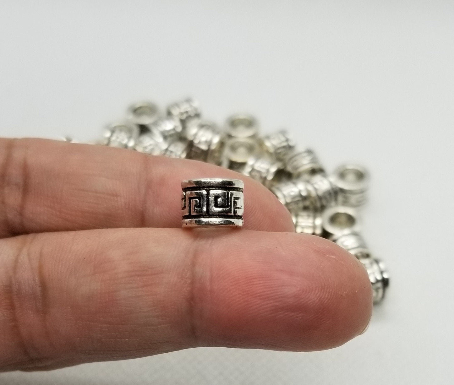 10 pieces Silver Column Spacer, Tibetan Style, Large Hole, Cadmium, Nickel, Lead Free, Antique Silver, 9x7mm, Hole 6mm