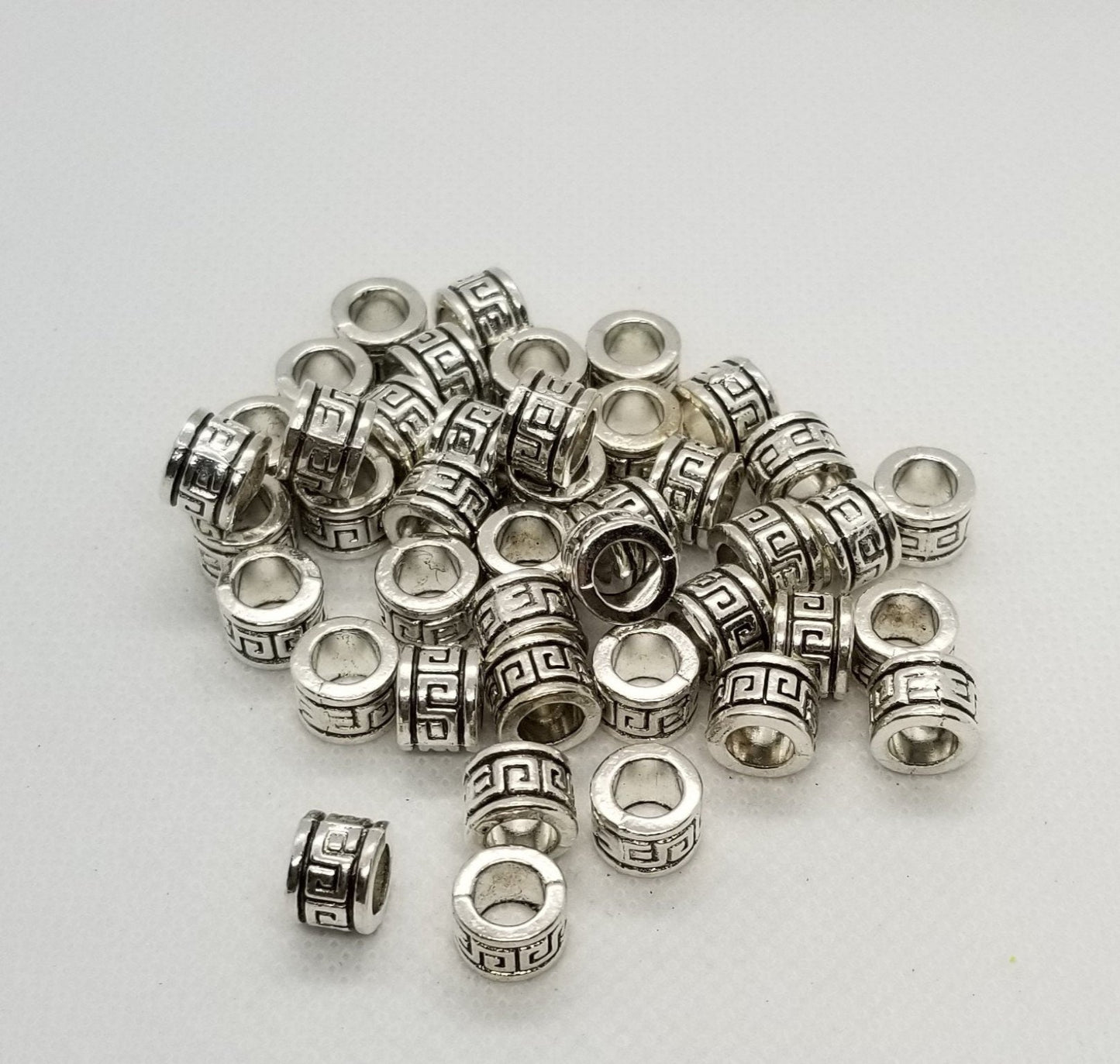 10 pieces Silver Column Spacer, Tibetan Style, Large Hole, Cadmium, Nickel, Lead Free, Antique Silver, 9x7mm, Hole 6mm