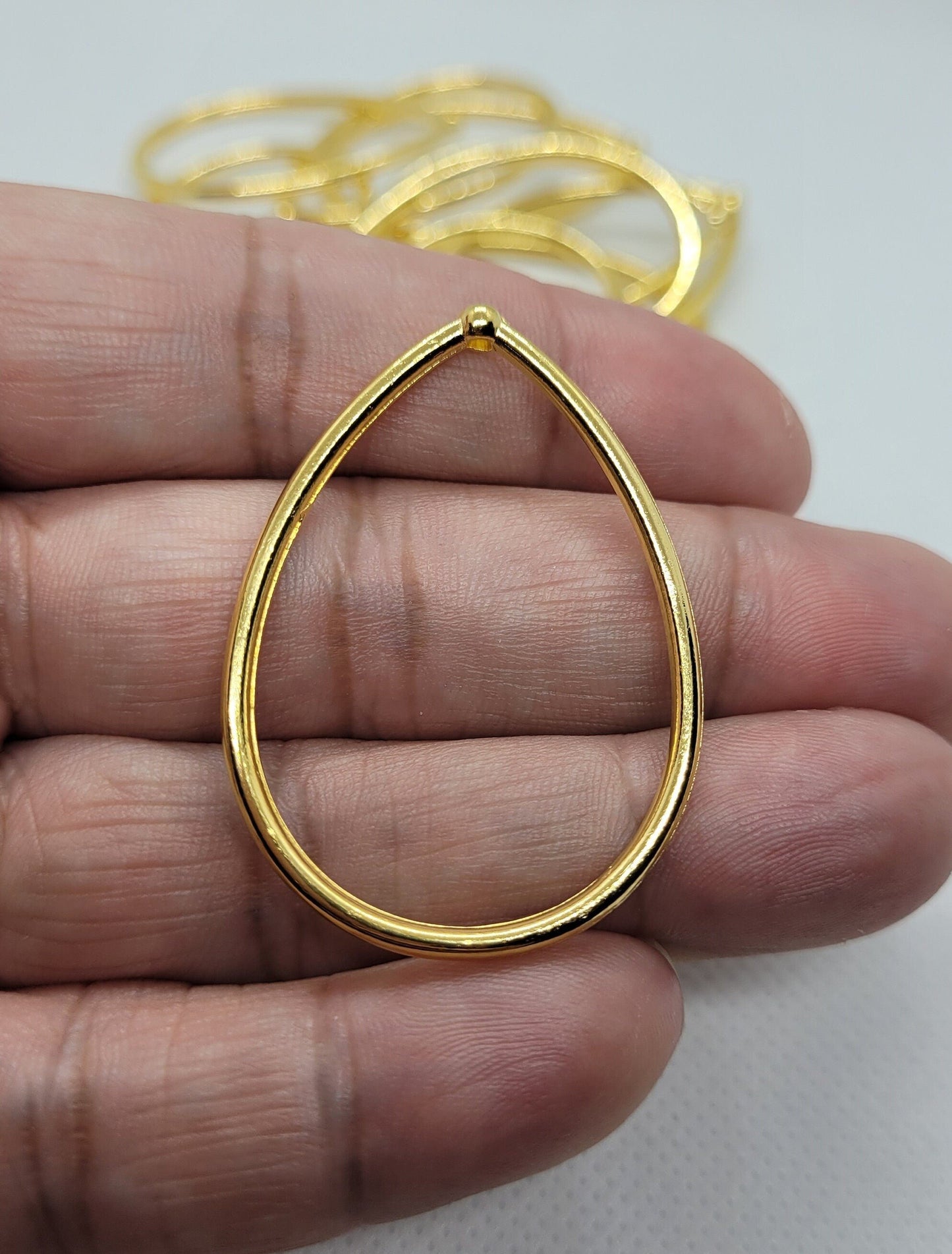 5 pieces Golden Teardrop Pendant, Tibetan Style Alloy, Earring drop, Lead, Nickel, Cadmium Free, 44.5x30.5mm, Hole 1mm, CLEARANCE