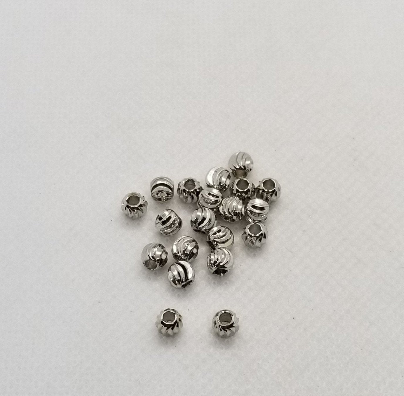 10 pieces Spiral Ridged Round Spacer Beads, Dark Silver, Cadmium Free, Lead Free, Brass, 5mm, Hole 2mm