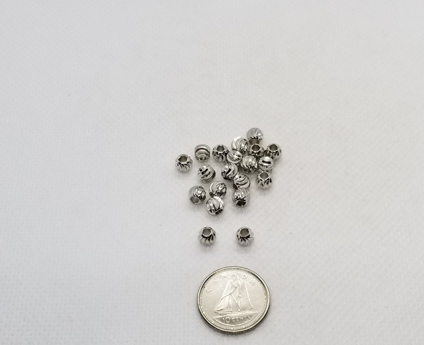 10 pieces Spiral Ridged Round Spacer Beads, Dark Silver, Cadmium Free, Lead Free, Brass, 5mm, Hole 2mm
