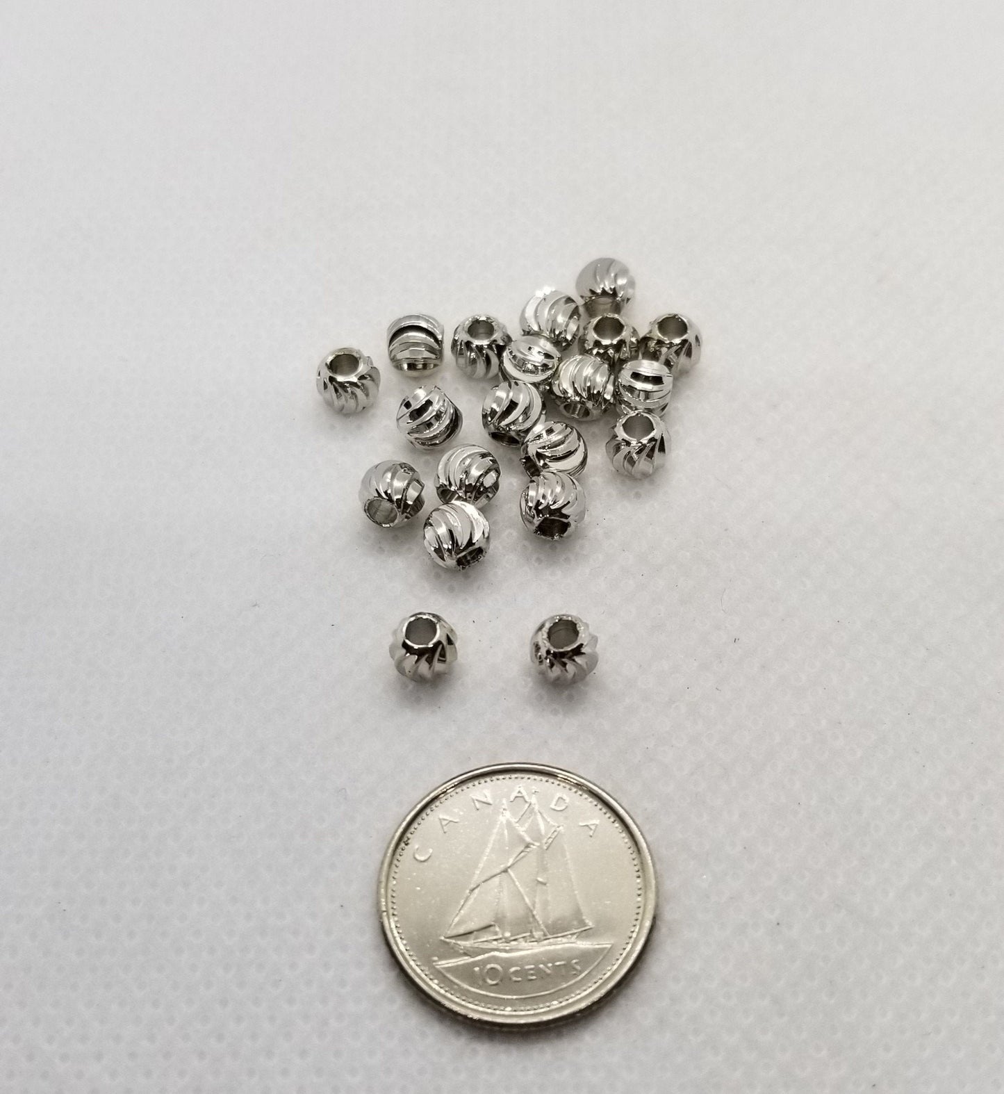 10 pieces Spiral Ridged Round Spacer Beads, Dark Silver, Cadmium Free, Lead Free, Brass, 5mm, Hole 2mm