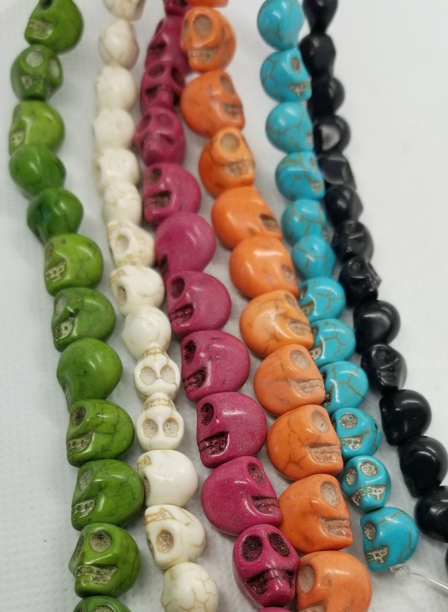 1 strand Turquoise Skull Beads, Dyed, Synthetic, Hole 1mm, Full strand approximately 15 inch , See Description for colours and sizes