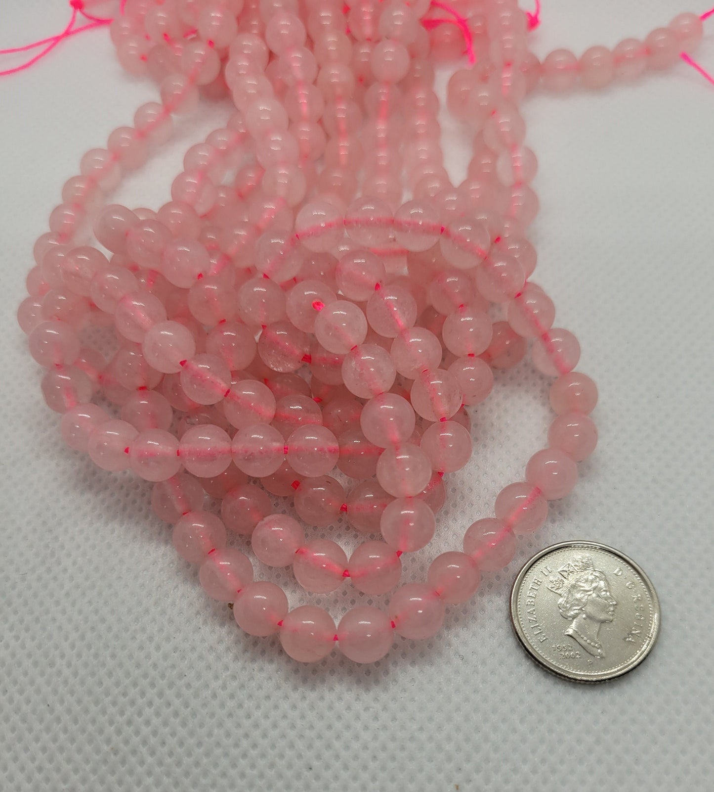 1 strand Natural Rose Quartz Beads, Polished, Round, 6mm, Hole 1mm, Full 15 inch strand, about 55 beads