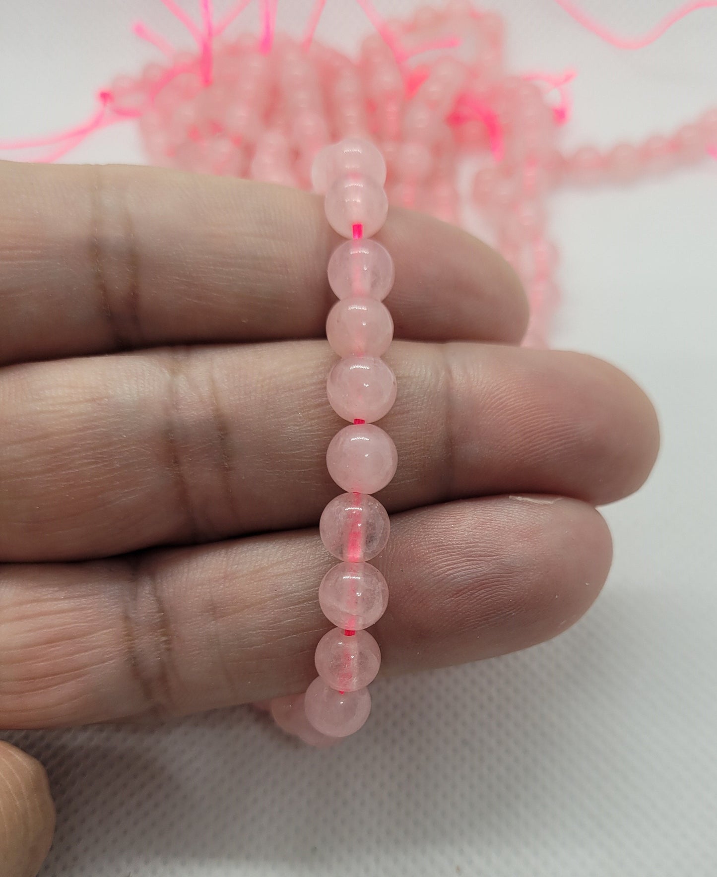 1 strand Natural Rose Quartz Beads, Polished, Round, 6mm, Hole 1mm, Full 15 inch strand, about 55 beads