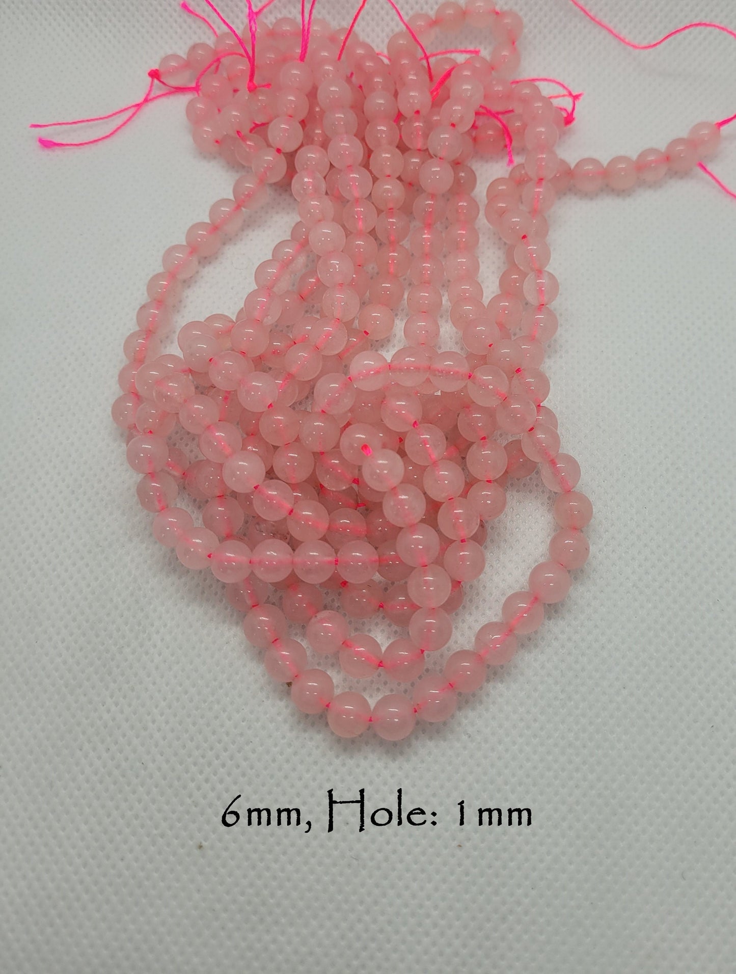 1 strand Natural Rose Quartz Beads, Polished, Round, 6mm, Hole 1mm, Full 15 inch strand, about 55 beads