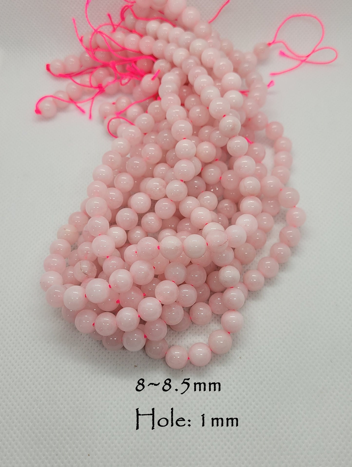 1 strand Natural Rose Quartz Beads, Polished, Round, 8mm, Hole 1mm, Full 15 inch strand, about 45 beads