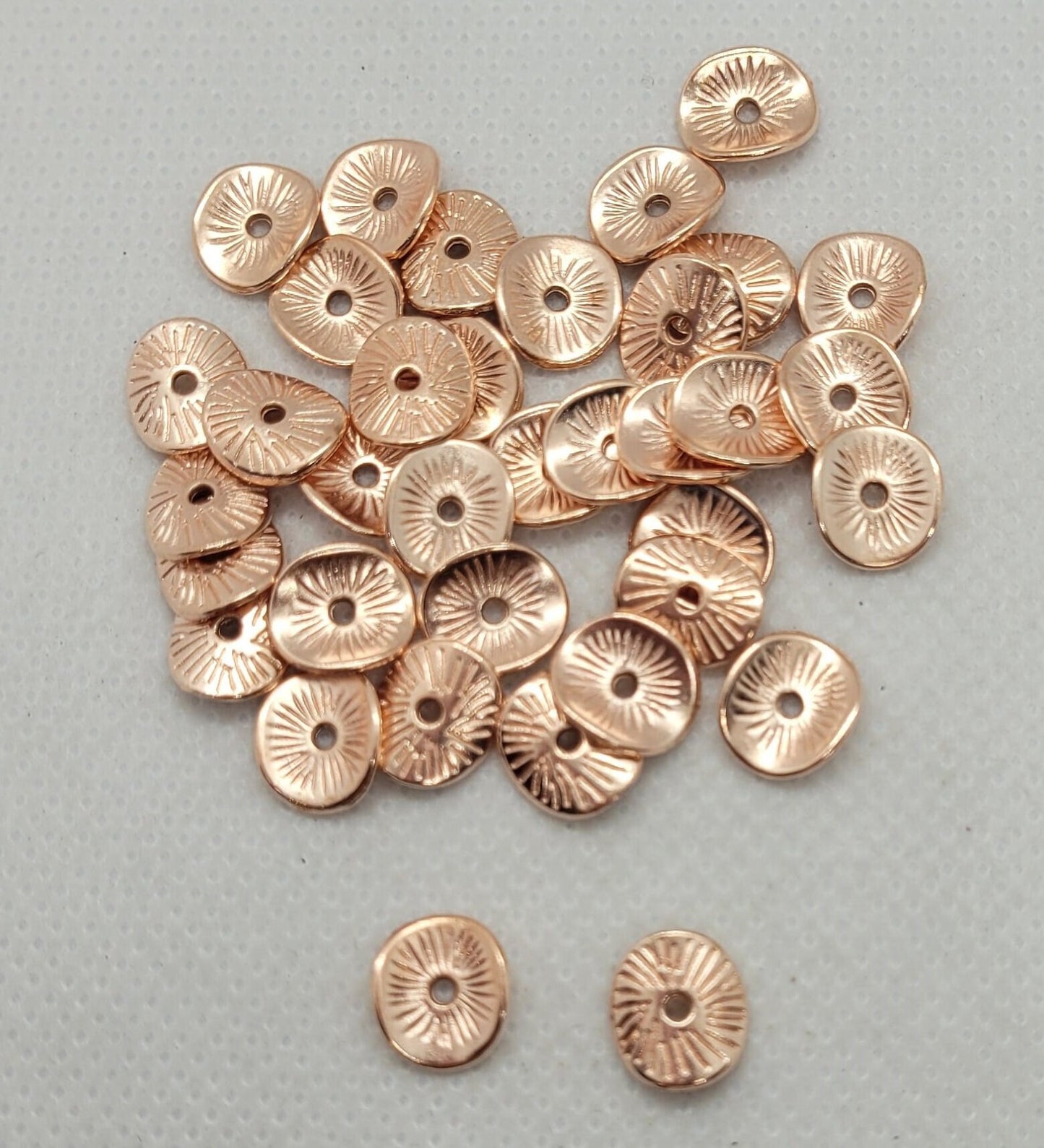 20 pieces Rose Gold Arched Disc Spacer Beads, Curved Disc, Tibetan Style Alloy, Cadmium, Nickel, Lead Free, 9x1mm, Hole 1mm