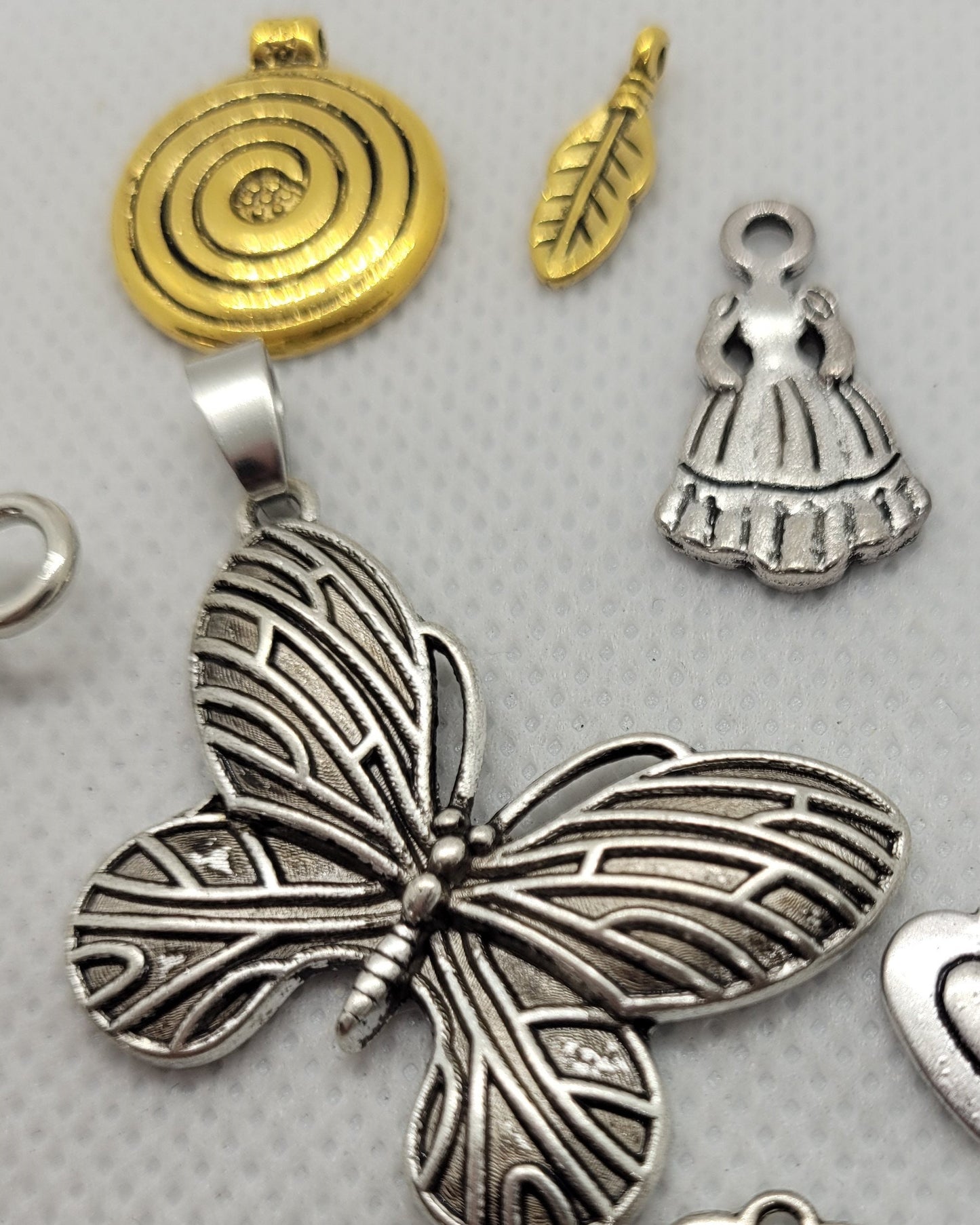 10 pcs Charms, Pendants and Findings, Miscellaneous Grab Bag, Antique Silver and Gold, Optional Jump Rings available, only 1 set available