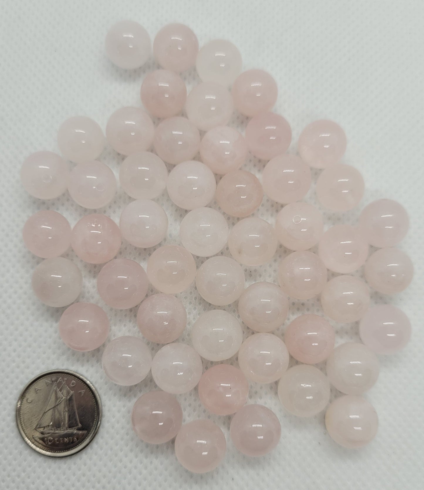 4 pieces Natural Rose Quartz Beads, 10mm Round, Hole 1mm, Half Drilled for earrings, pendants, drops, dangles, Natural Gemstone Supplies