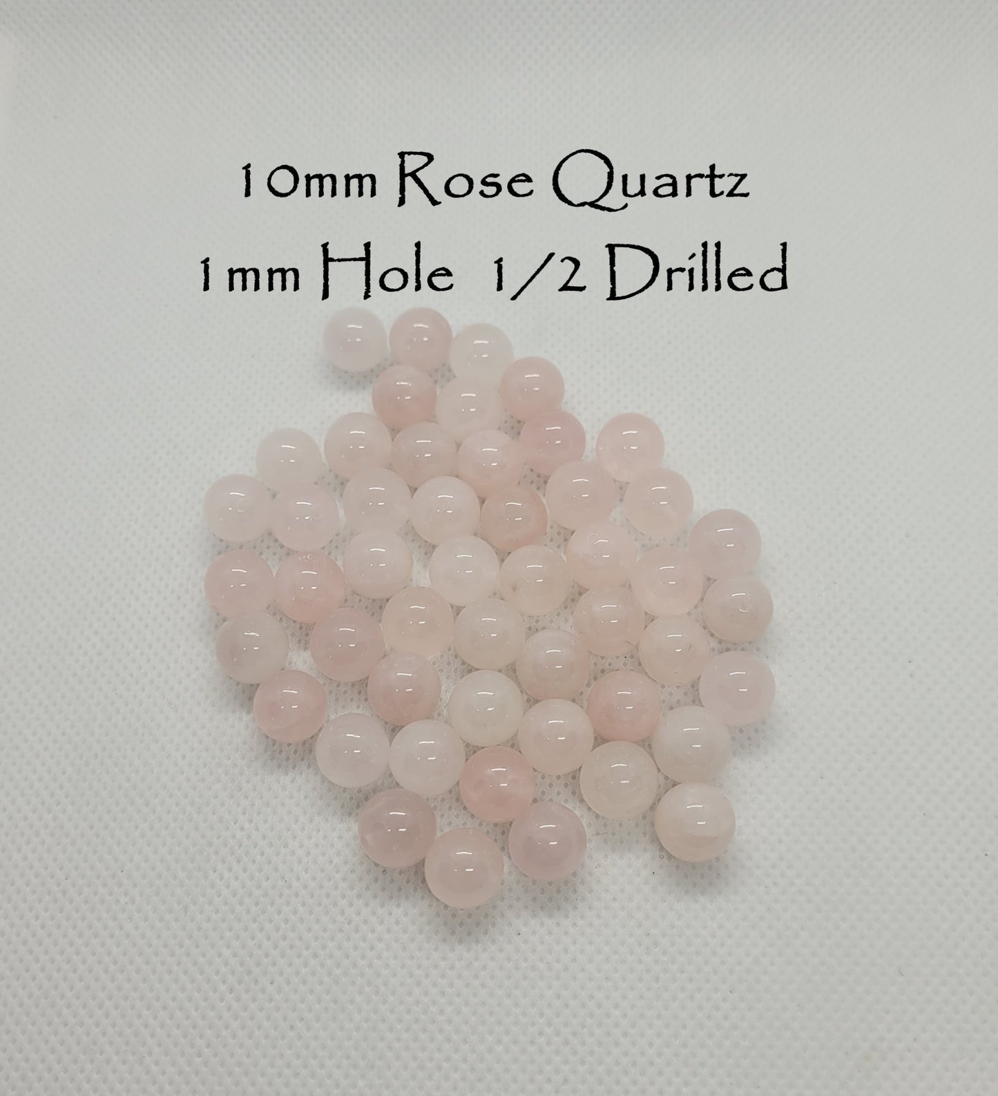 4 pieces Natural Rose Quartz Beads, 10mm Round, Hole 1mm, Half Drilled for earrings, pendants, drops, dangles, Natural Gemstone Supplies