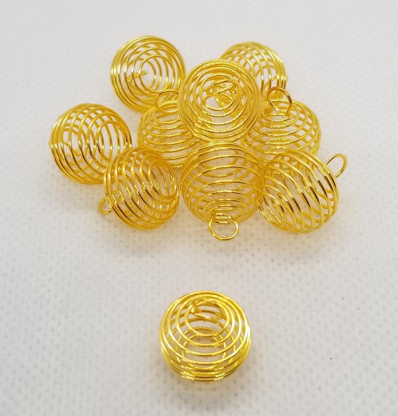 Spiral Bead Cage Pendant, Pearl Cage, Crystal Cage, 10 pcs, Silver or Gold, SM 15x14mm w 5mm hole or LG 25x20mm w 6mm hole