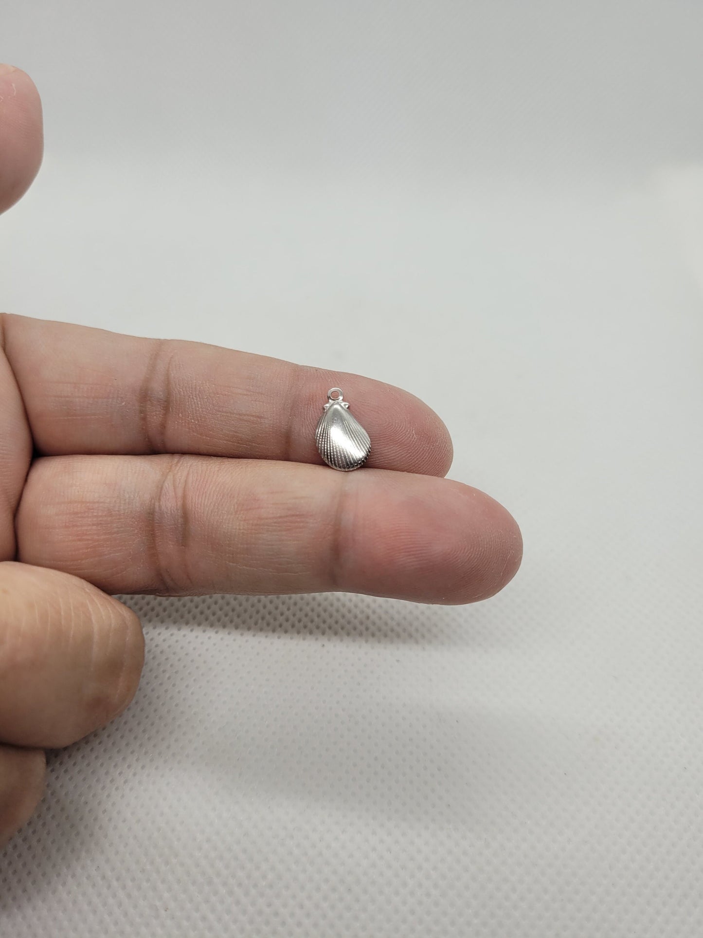 Small Silver Shell Charms, 5 pieces, 316 Surgical Stainless Steel, 12x7x1mm, Hole: 1mm, DIY Jewelry Making