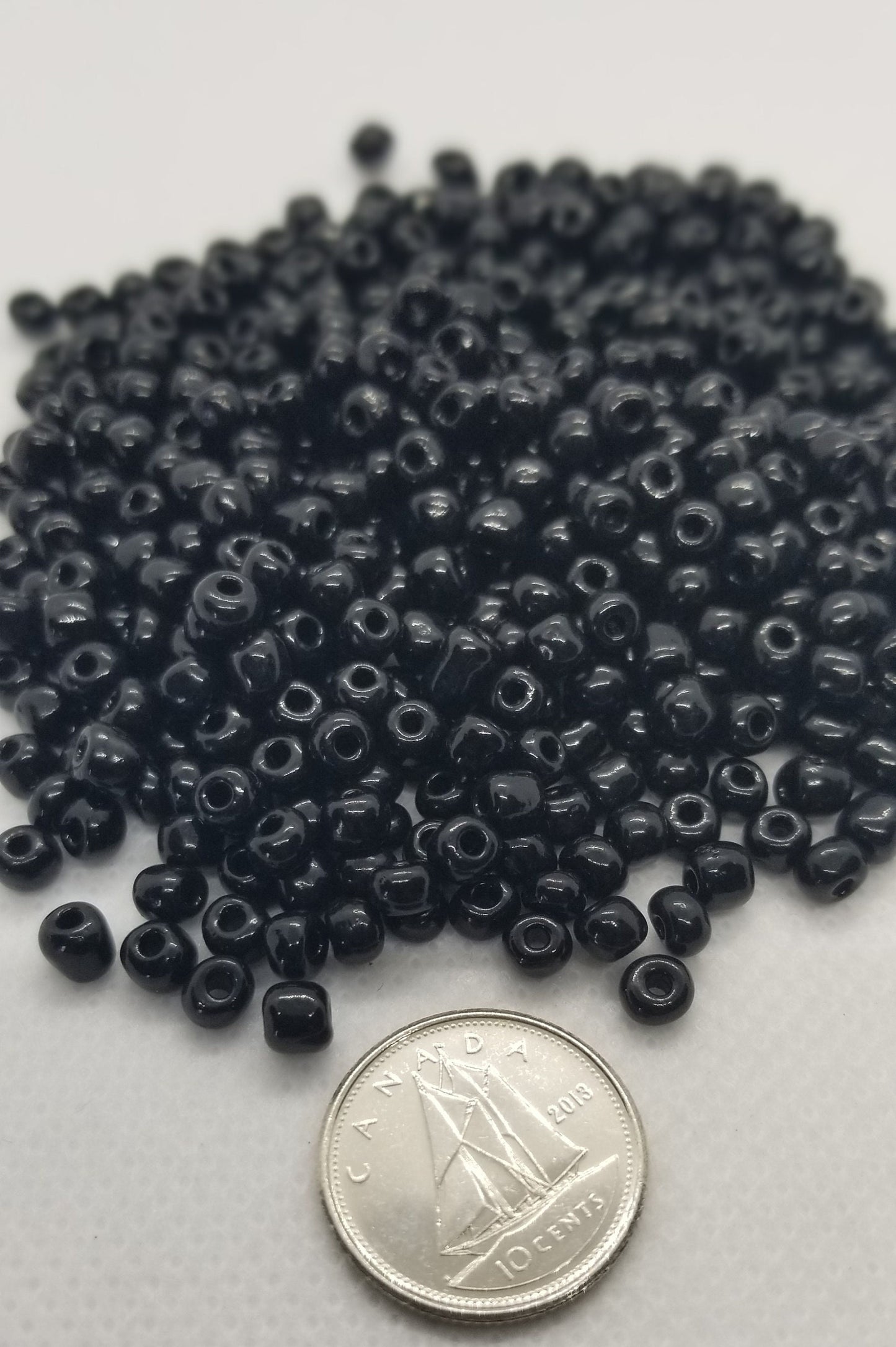30 grams Black Glass Seed Beads, about 325 beads per pack, Opaque, about 4mm in diameter, size 6/0, hole 1.5mm
