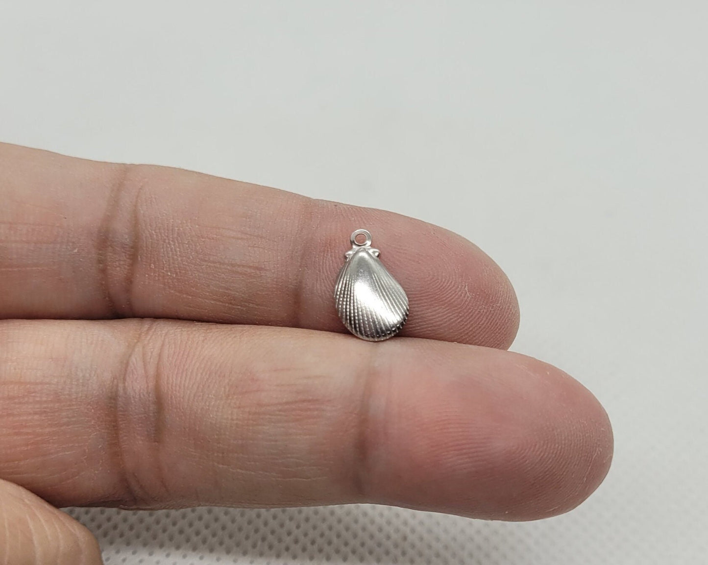 Small Silver Shell Charms, 5 pieces, 316 Surgical Stainless Steel, 12x7x1mm, Hole: 1mm, DIY Jewelry Making